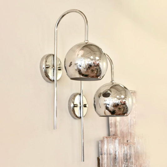 MEBLO GUZZINI  / Pair of Chrome Space Age Sconces