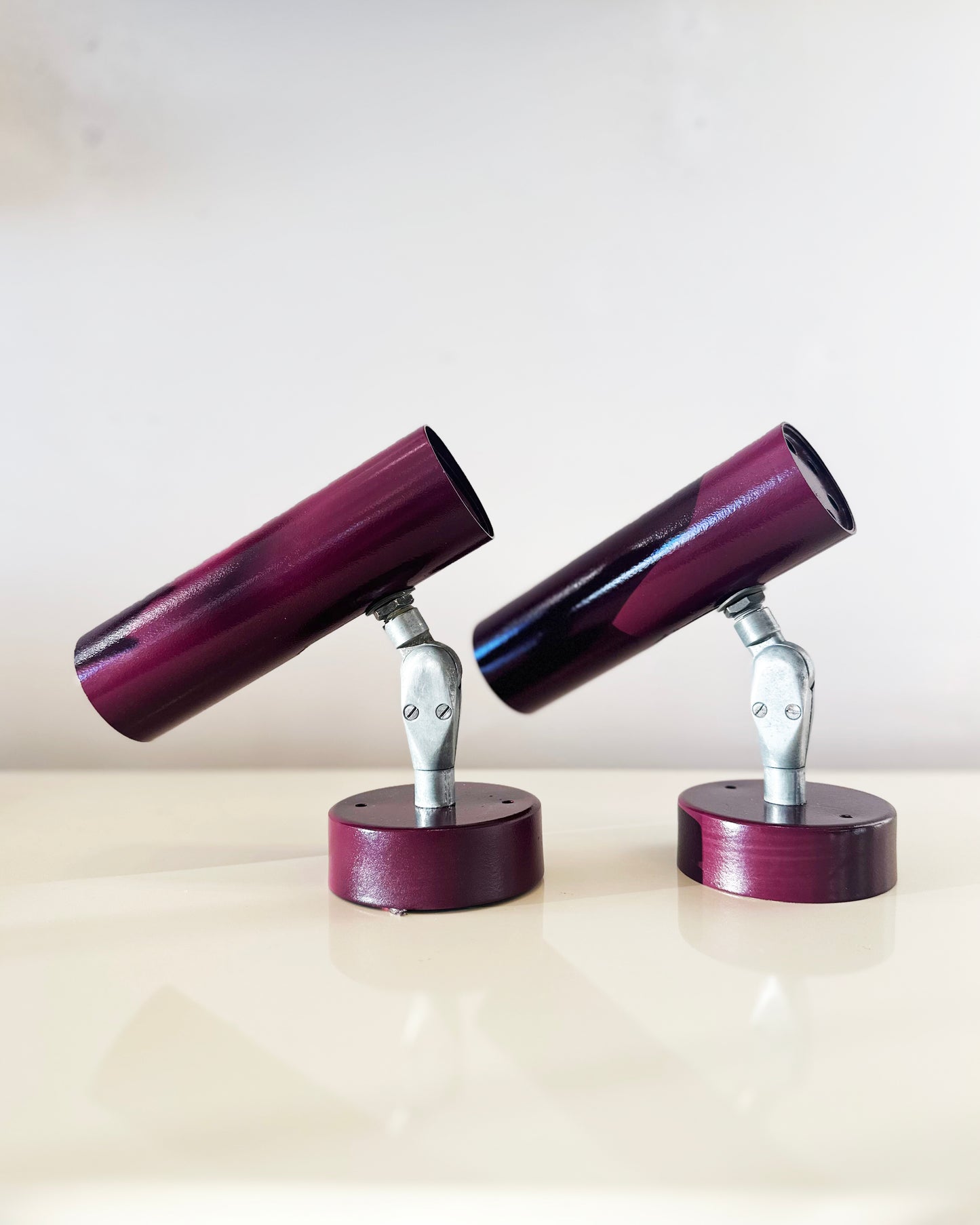 VINTAGE / Pair of Aubergine Spot Sconce Lights