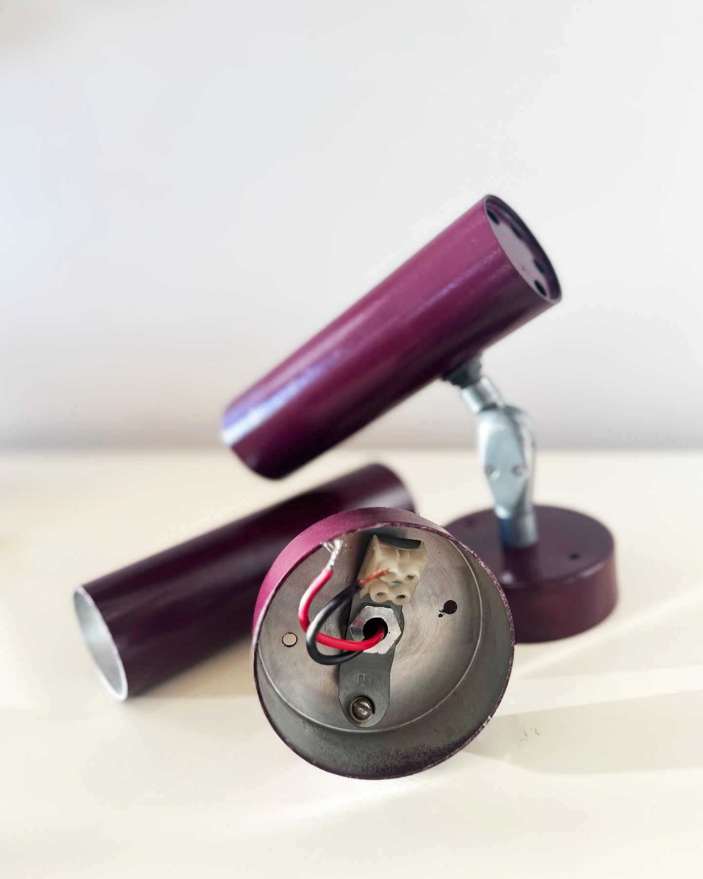 VINTAGE / Pair of Aubergine Spot Sconce Lights