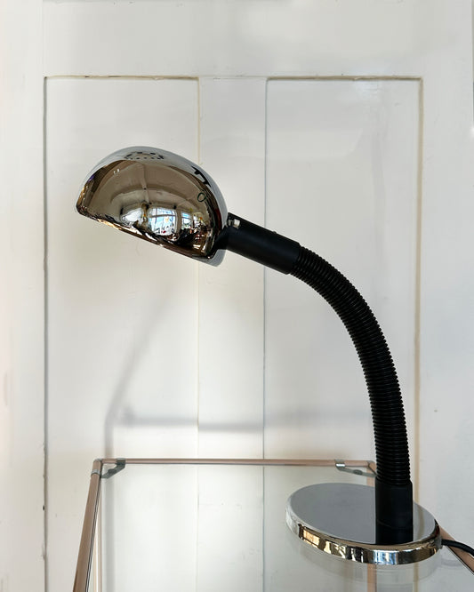 VINTAGE / Tall Retro Gooseneck Desk Lamp - Chrome