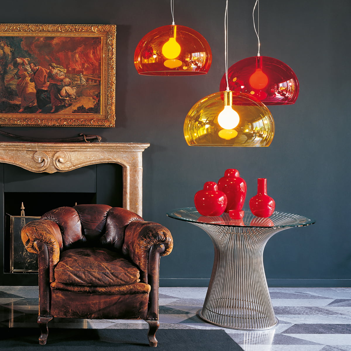 KARTELL / FL/Y Orange Pendant Lamp by Ferruccio Laviani