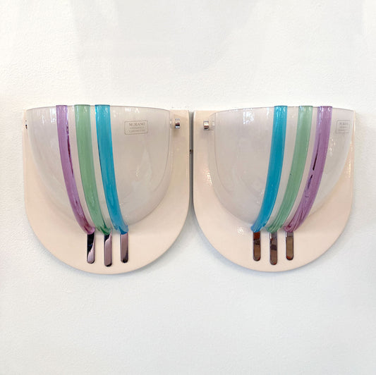 MURANO GLASS / Memphis Style Uplighter Sconces