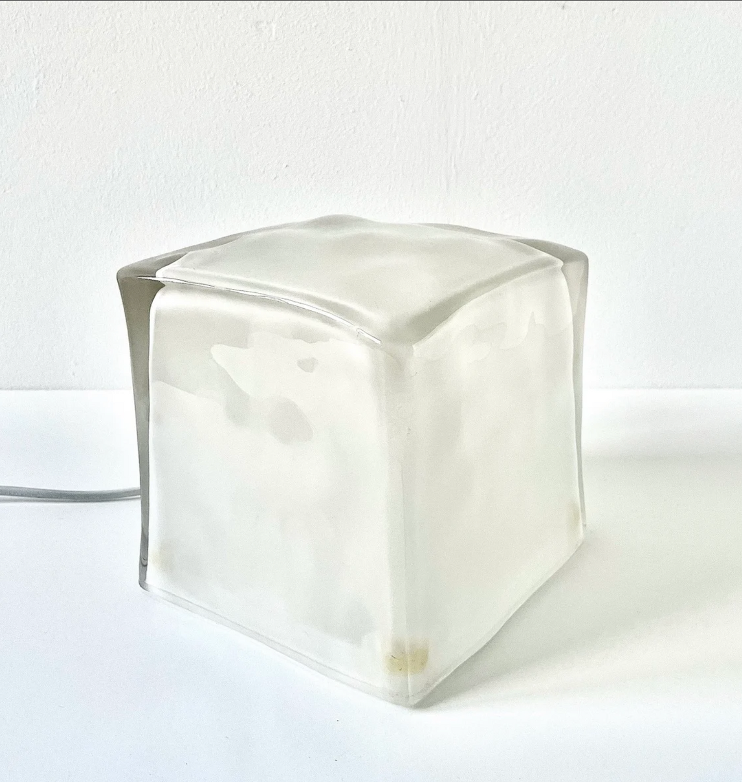 VINTAGE IKEA / 90's Iviken Ice Cube Frosted Glass Table Lamp