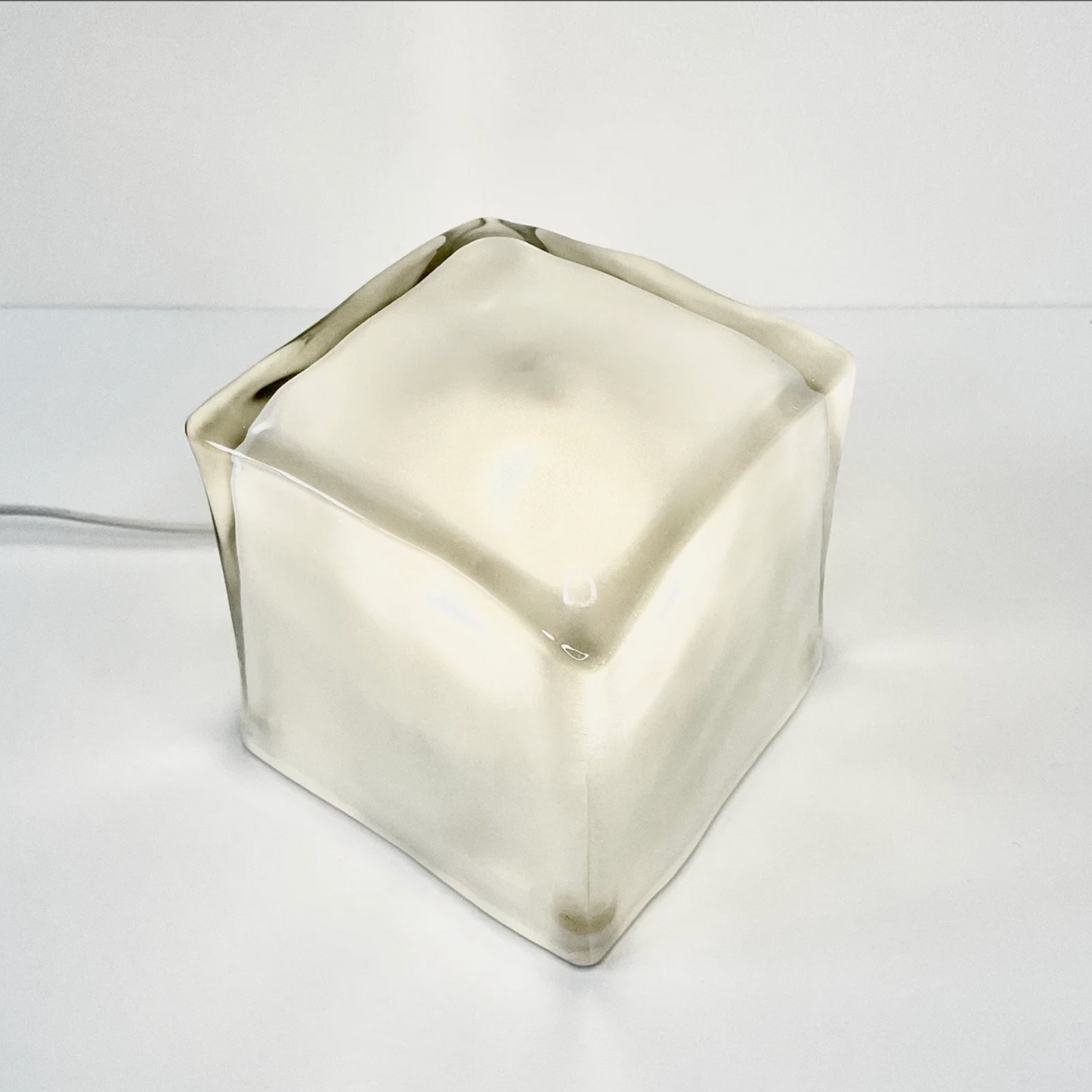 VINTAGE IKEA / 90's Iviken Ice Cube Frosted Glass Table Lamp