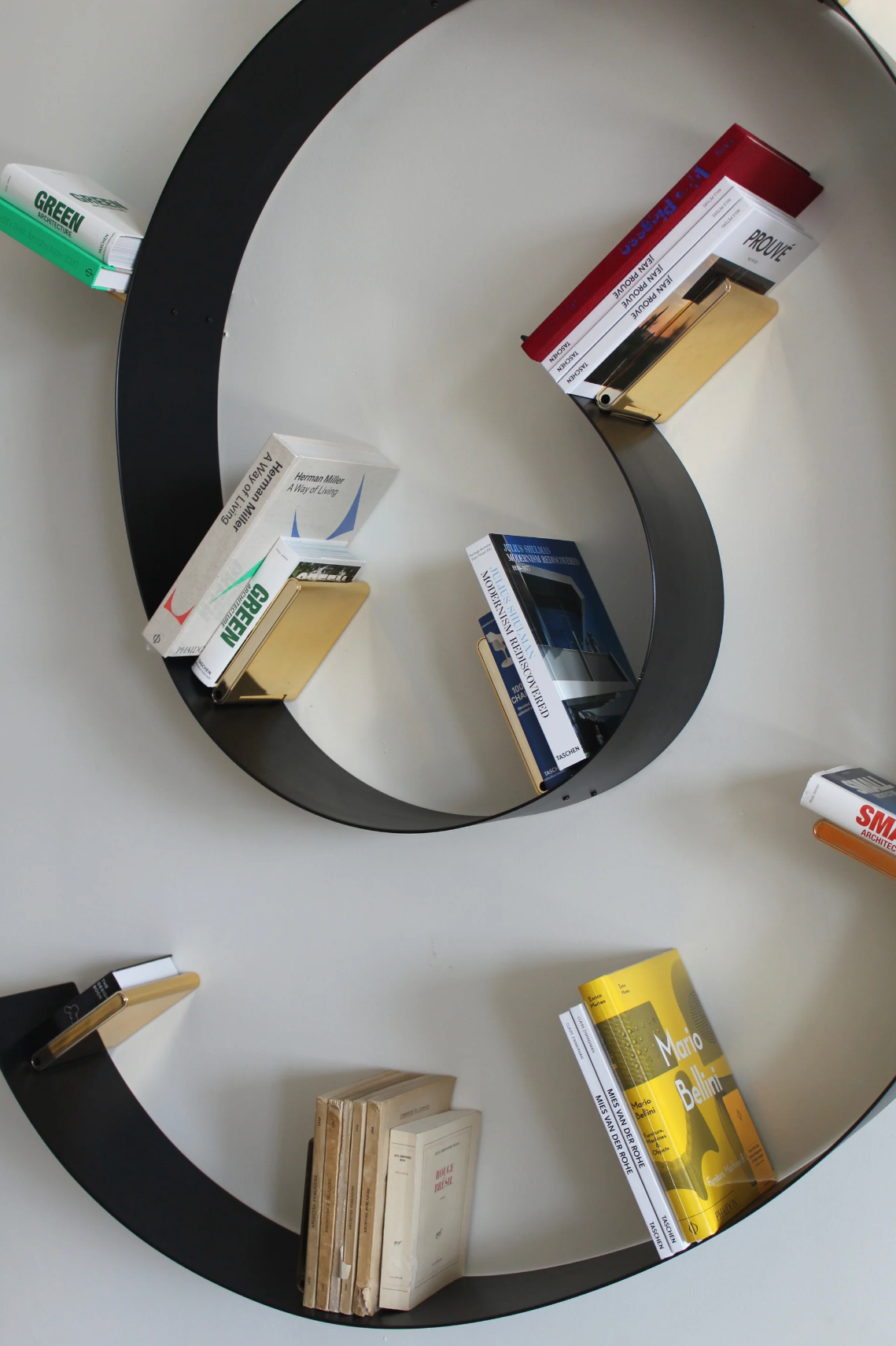 KARTELL / Black + Gold Medium Bookworm Shelf by Ron Arad