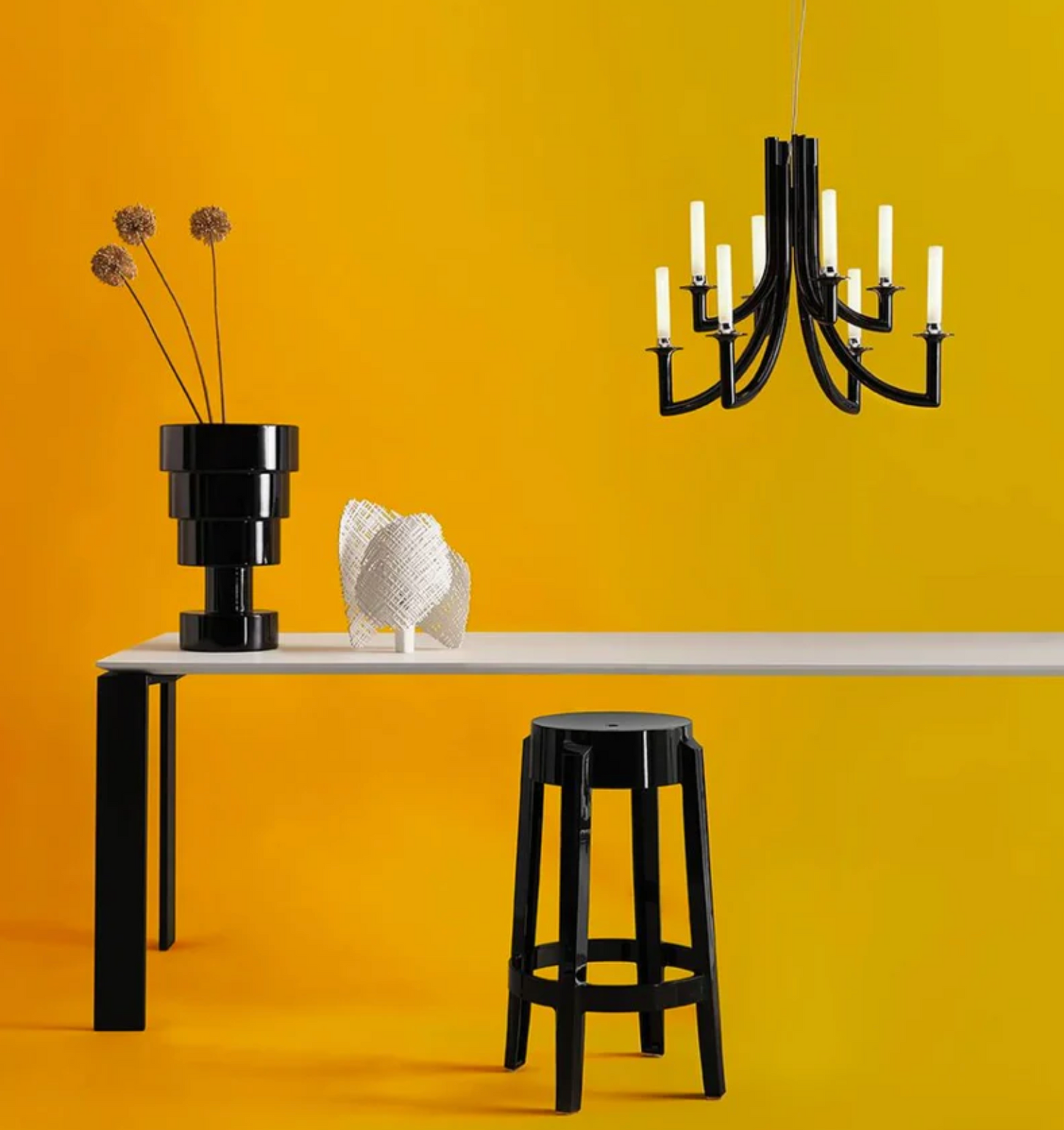 KARTELL / Black Calice Vase By Ettore Sottsass