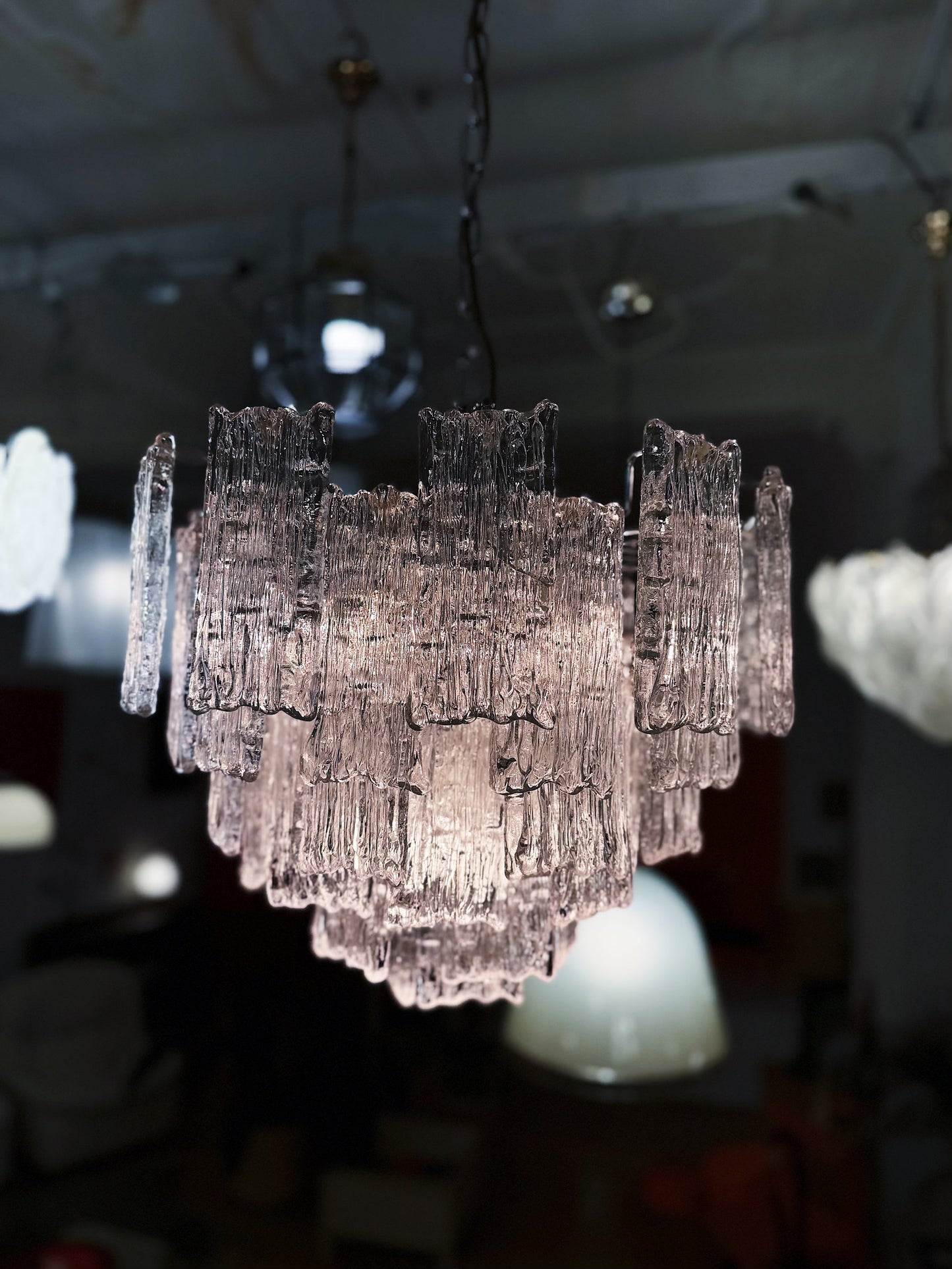 J.T. KALMAR / 1960s XL Austrian Ice Glass Chandelier
