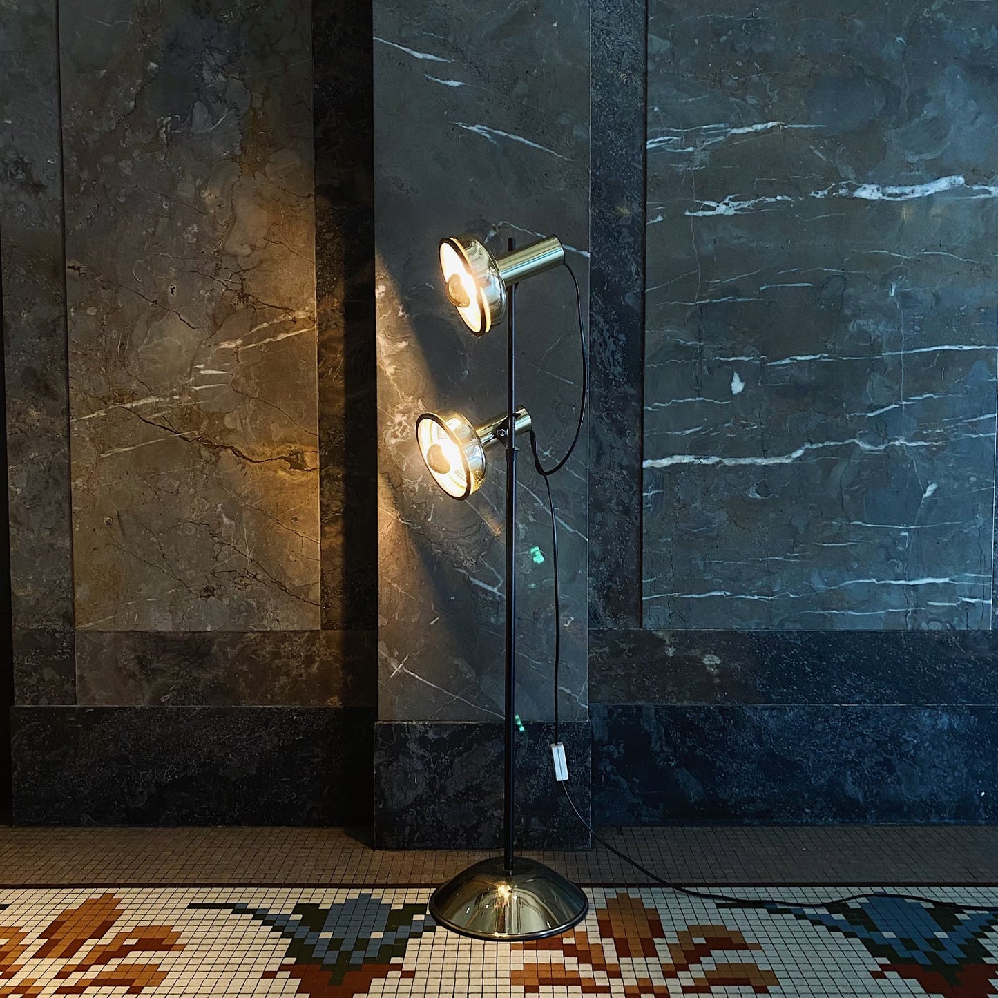 FANTASY #323 / Vintage Gold on Gold Dual Head Floor Lamp