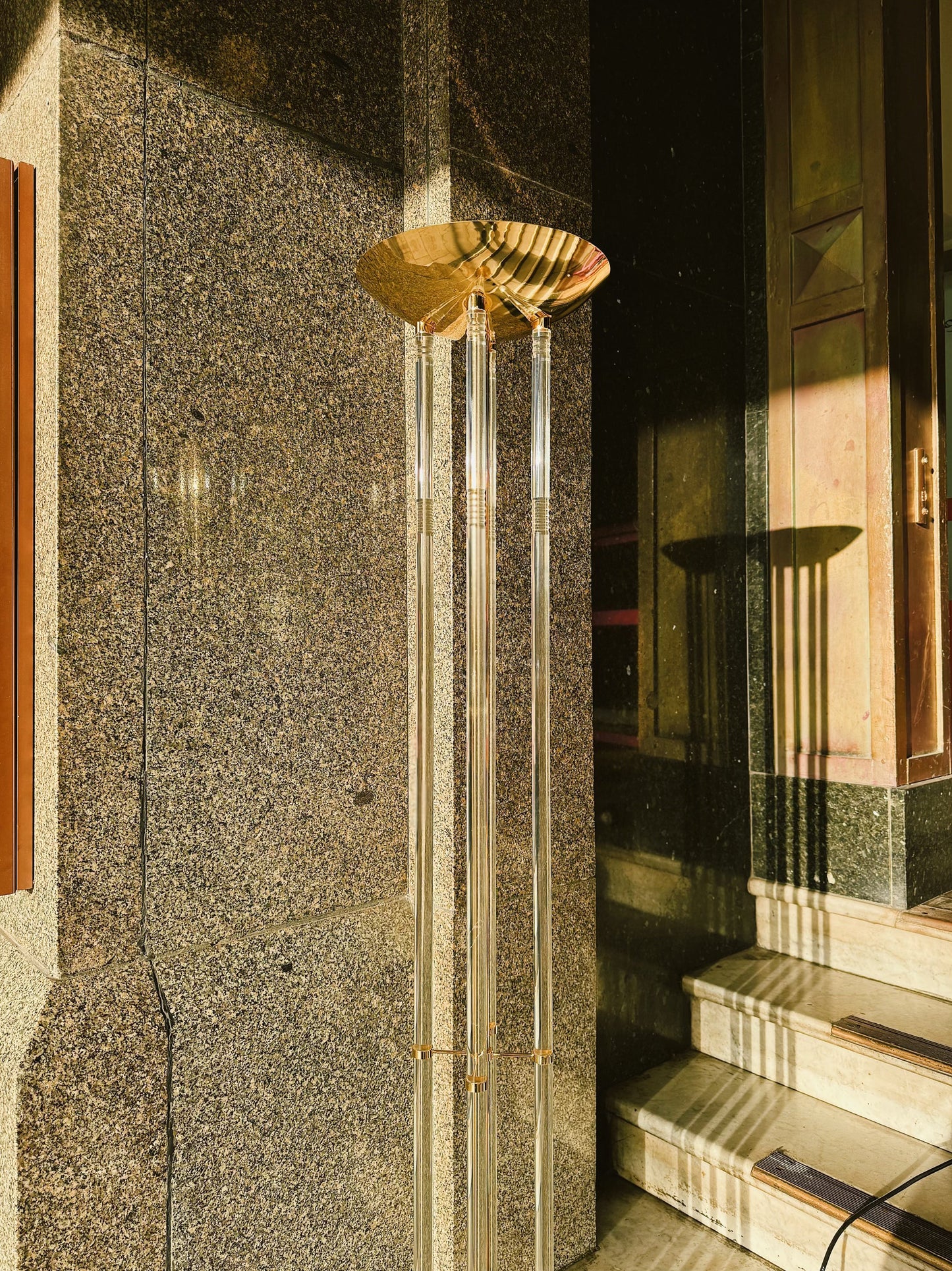 VINTAGE / Post Modern Brass + Lucite Torchier Floor Lamp