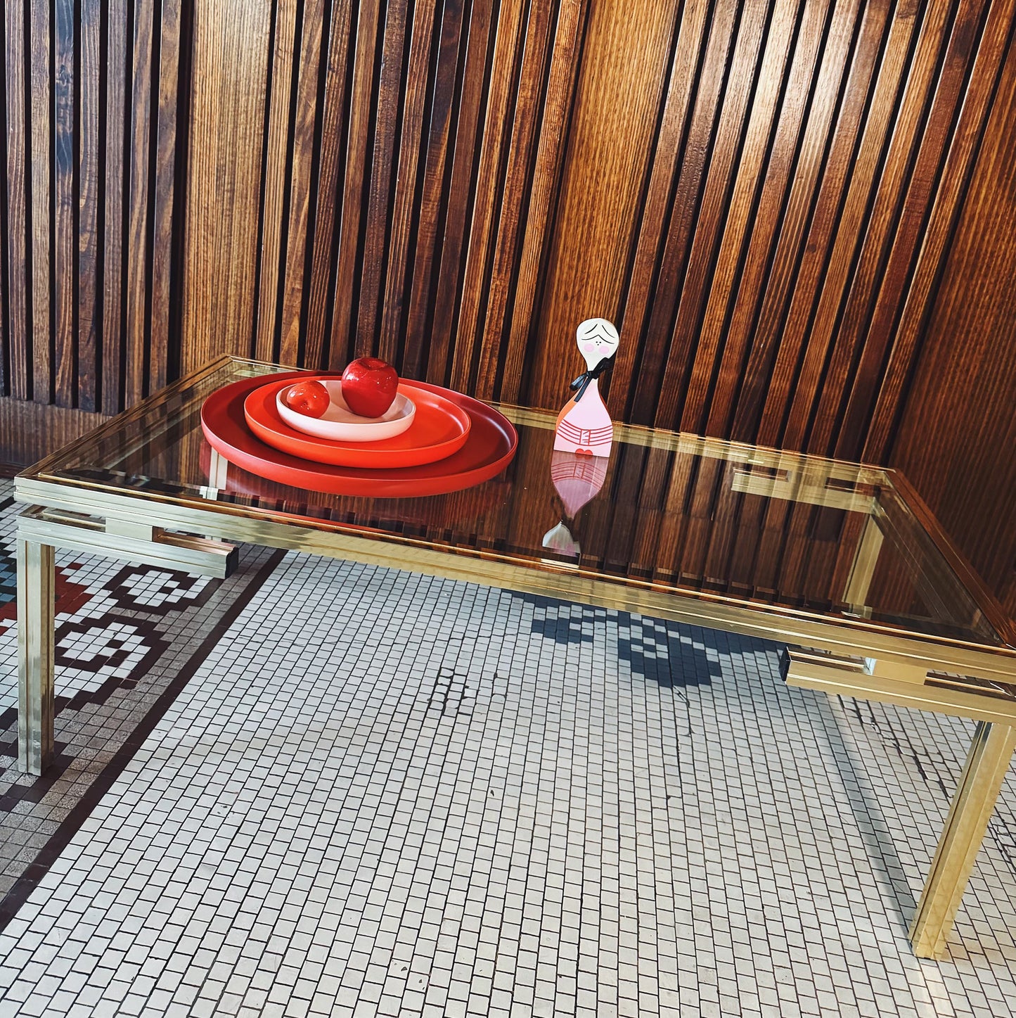 PIERRE VANDEL PARIS / 1980s Gold Coffee Table