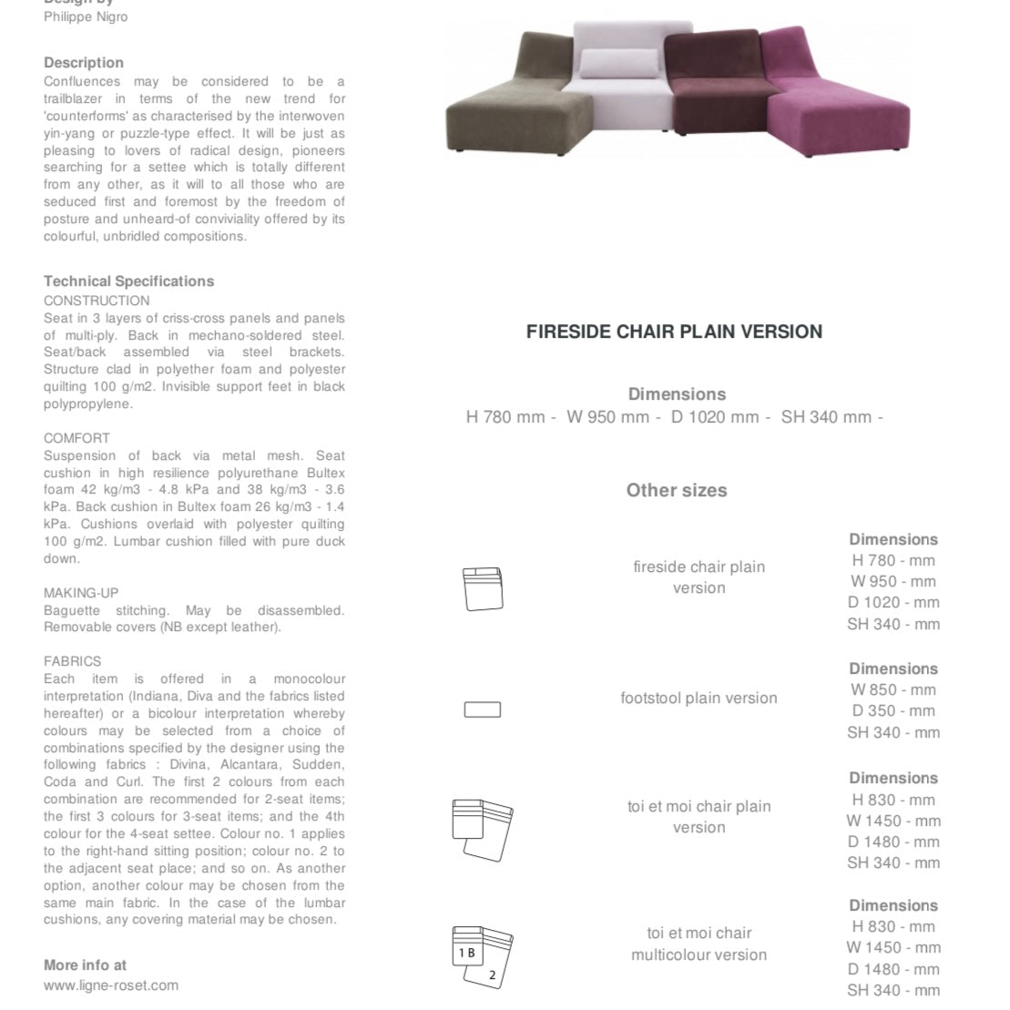 LIGNE ROSET / Confluences Tonal Green Modular Sofa by Philippe Nigro