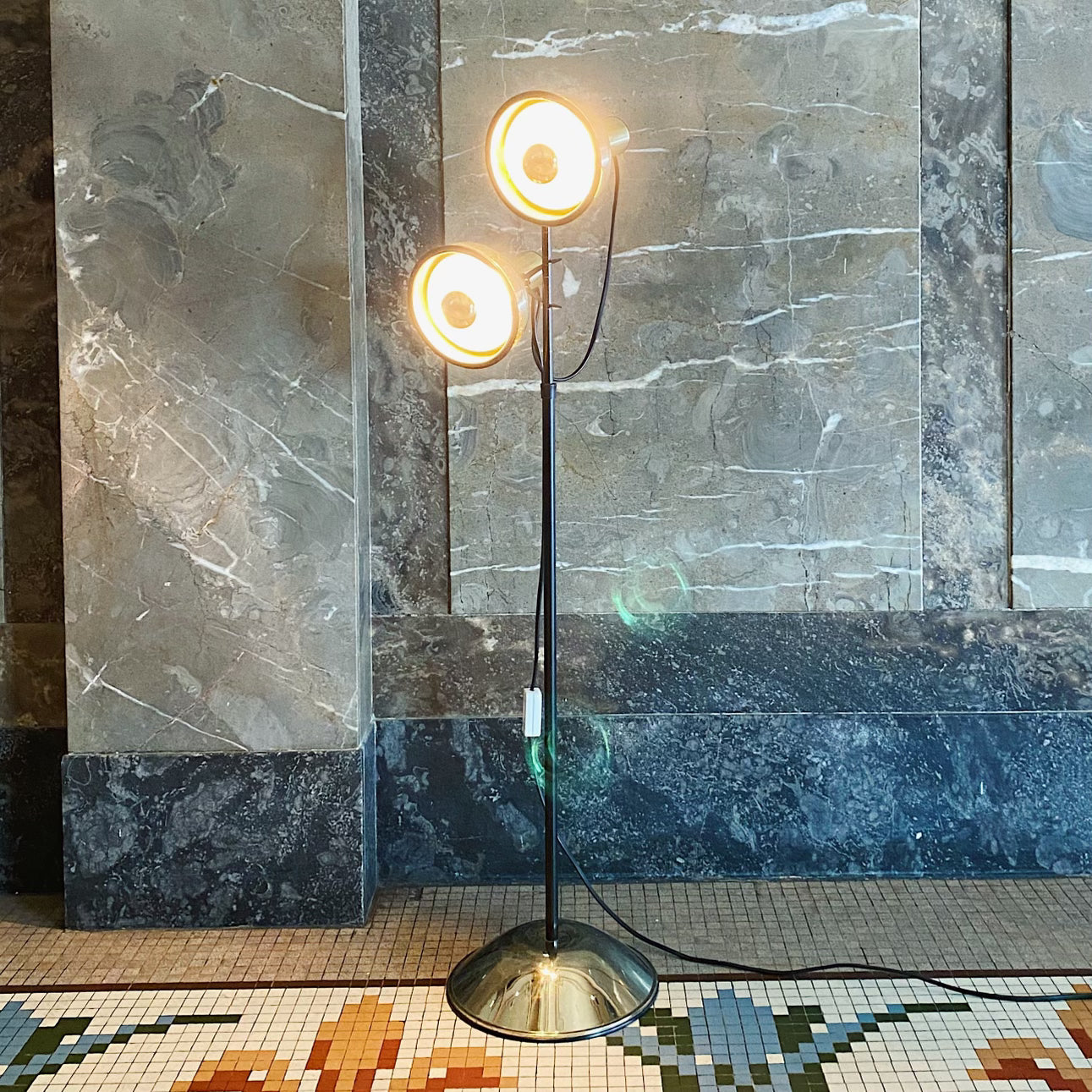 FANTASY #323 / Vintage Gold on Gold Dual Head Floor Lamp