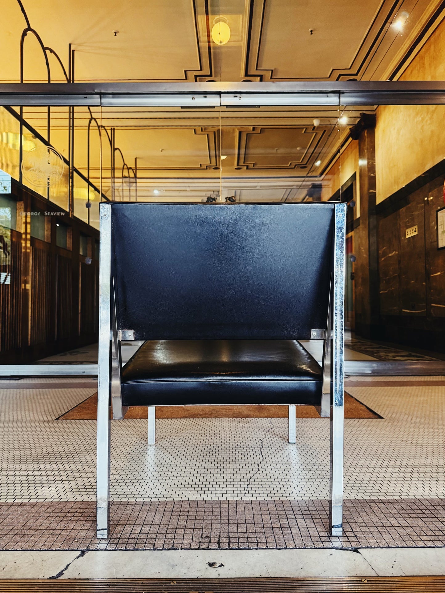 VINTAGE / 1970s Modern Minimalist Black + Chrome German Chair