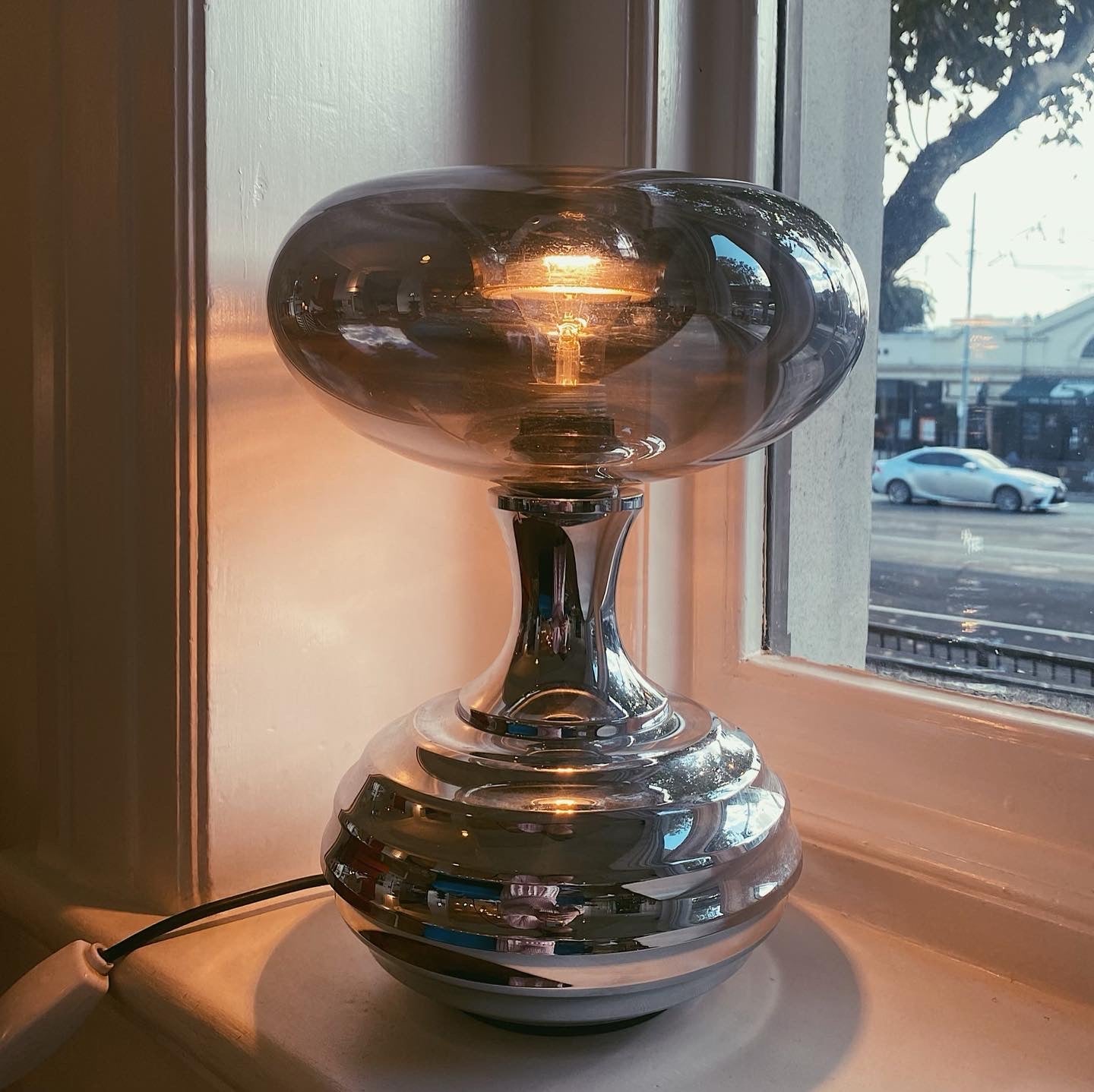 FANTASY #278 / Vintage Italian Chrome Space Age Lamp