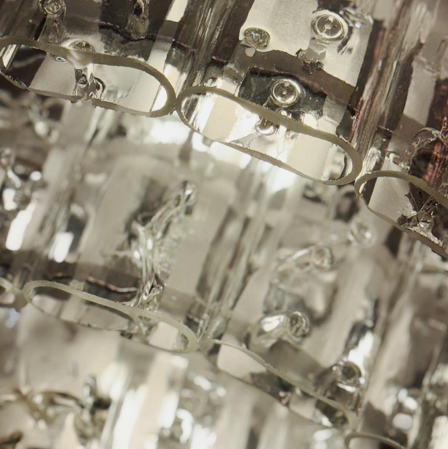 DORIA / 1960s Three Tier Icicle German Glass Chandelier