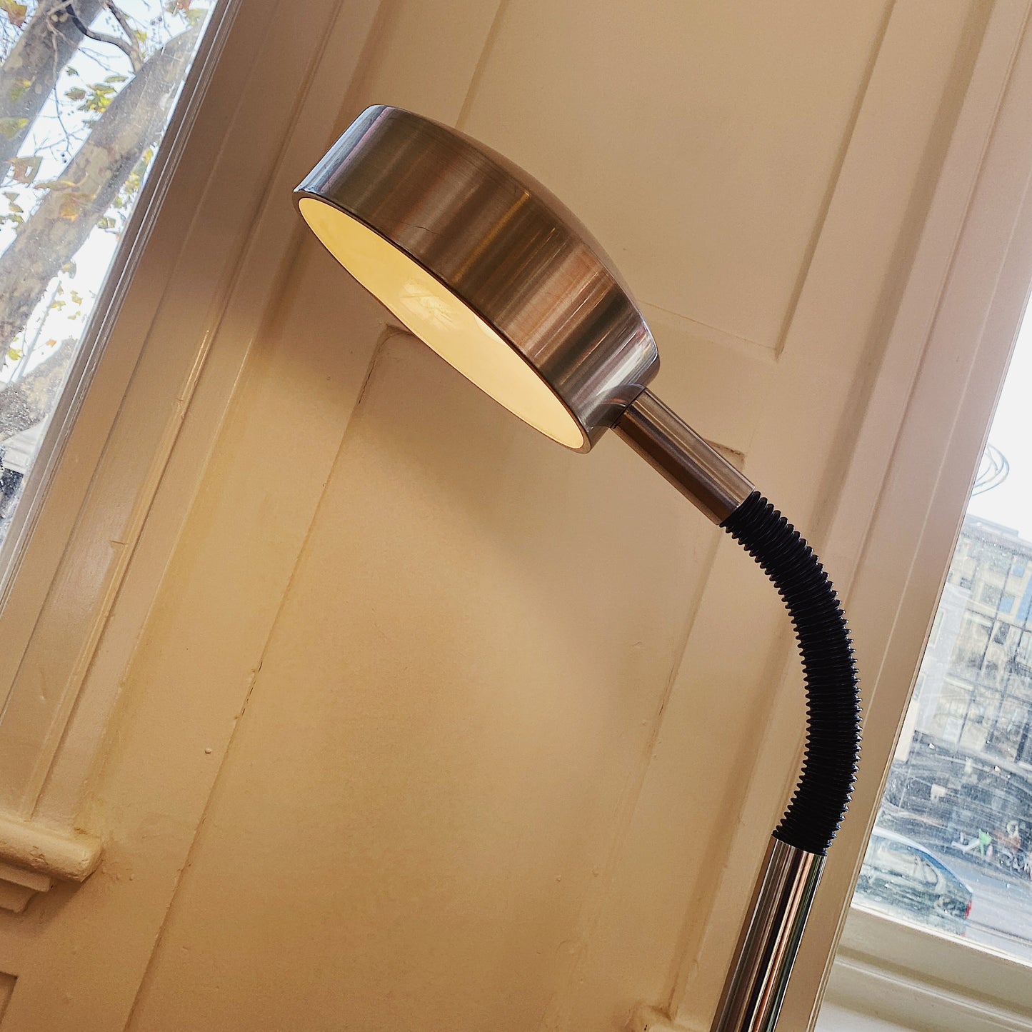 VINTAGE IKEA / Galvanised Chrome Floor Lamp