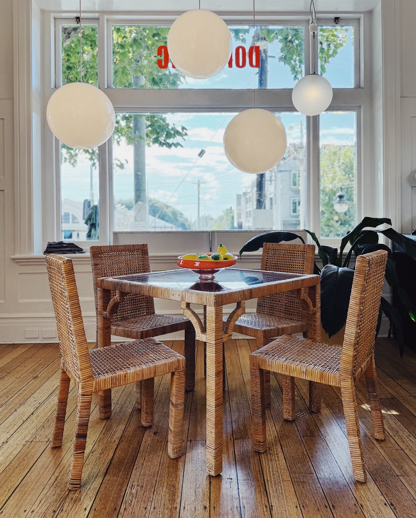 VINTAGE/ 1970s Bamboo Rattan Woven Dining Setting