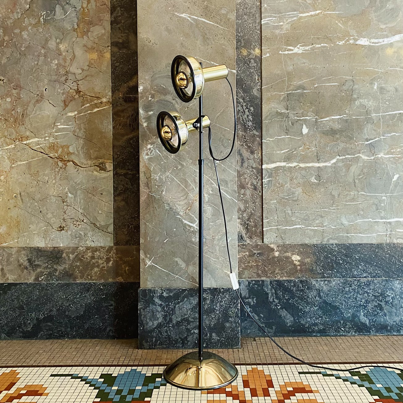 FANTASY #323 / Vintage Gold on Gold Dual Head Floor Lamp