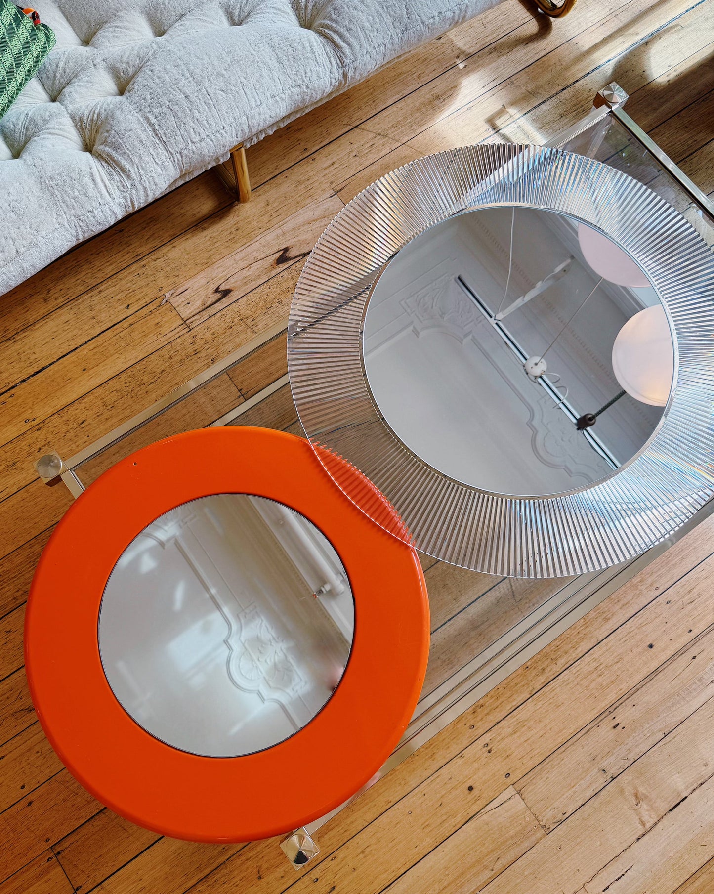 KARTELL / 1970s Space Age Orange Wall Mirror by Anna Castelli Ferrieri