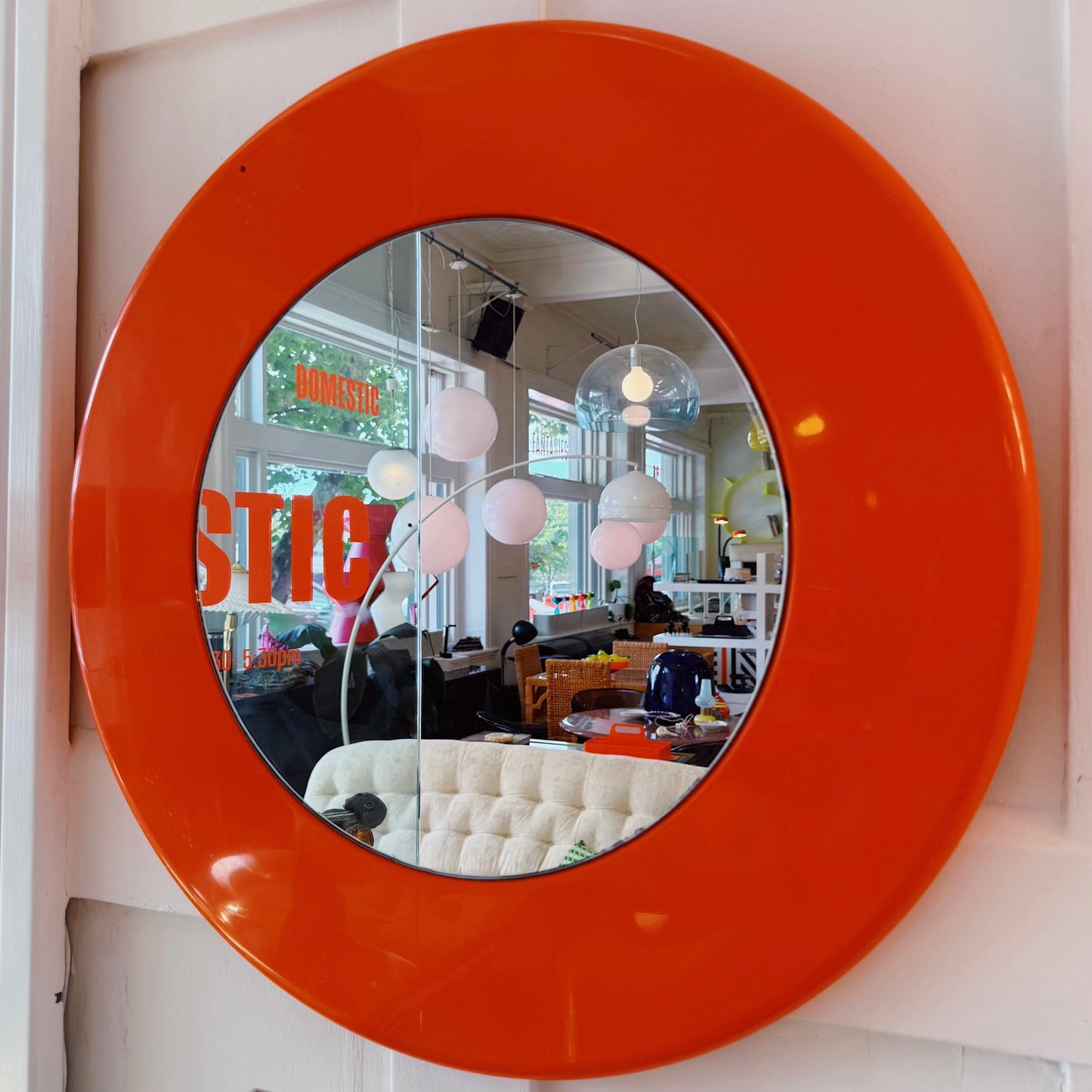 KARTELL / 1970s Space Age Orange Wall Mirror by Anna Castelli Ferrieri