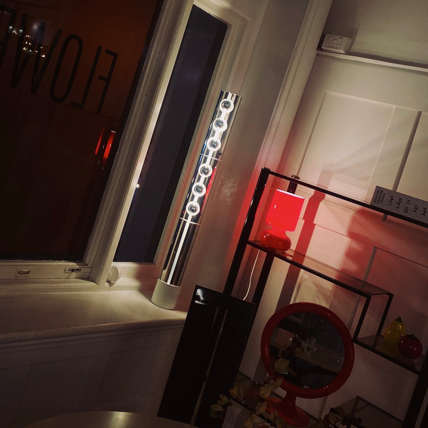 LUCI / 1970's Chrome + Stone Pillar Floor Lamp