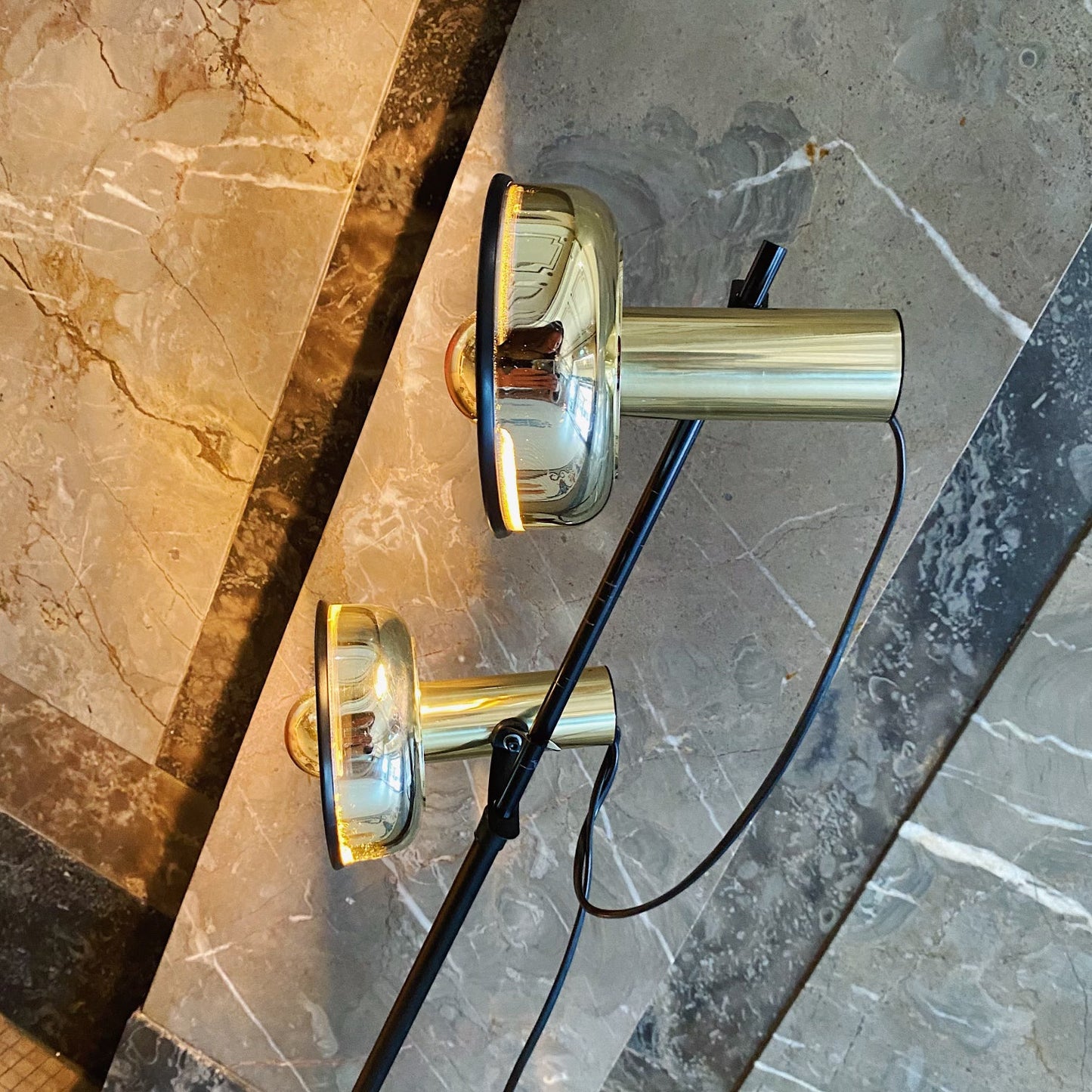 FANTASY #323 / Vintage Gold on Gold Dual Head Floor Lamp