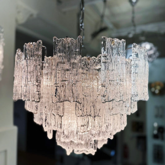 J.T. KALMAR / 1960s XL Austrian Ice Glass Chandelier