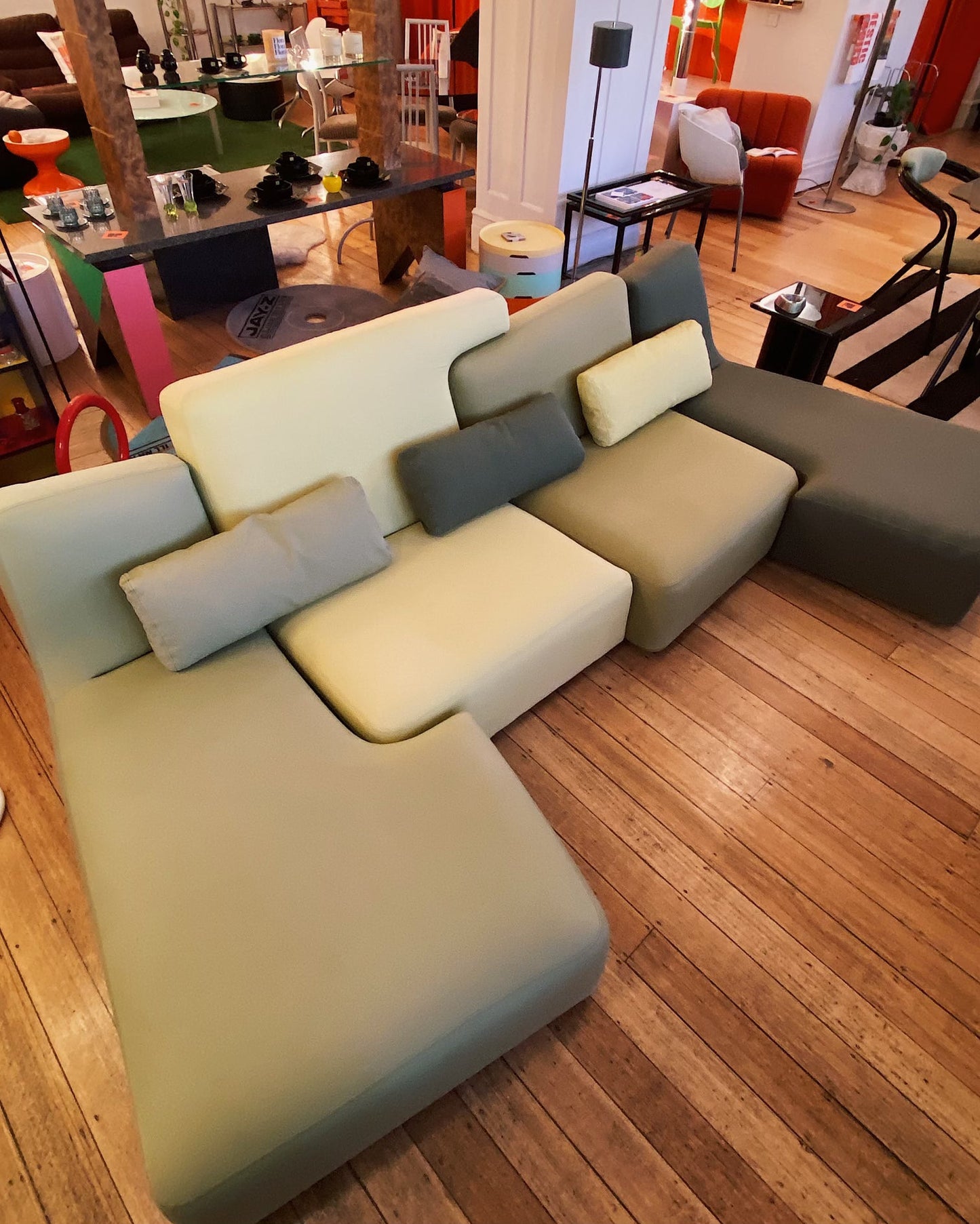 LIGNE ROSET / Confluences Tonal Green Modular Sofa by Philippe Nigro