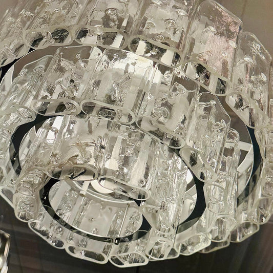 DORIA / 1960s Three Tier Icicle German Glass Chandelier