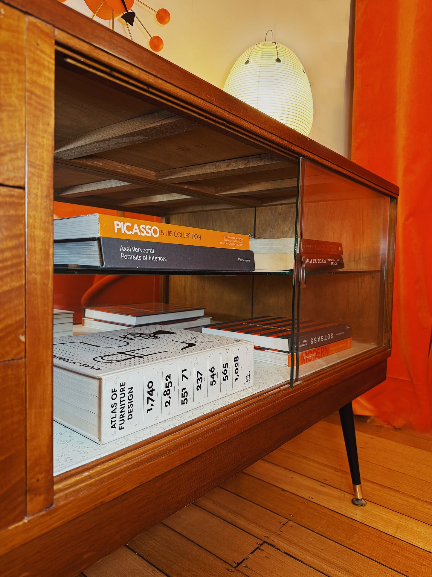 VINTAGE / 1960s Mid Century Wood + Glass Sideboard + Drawers