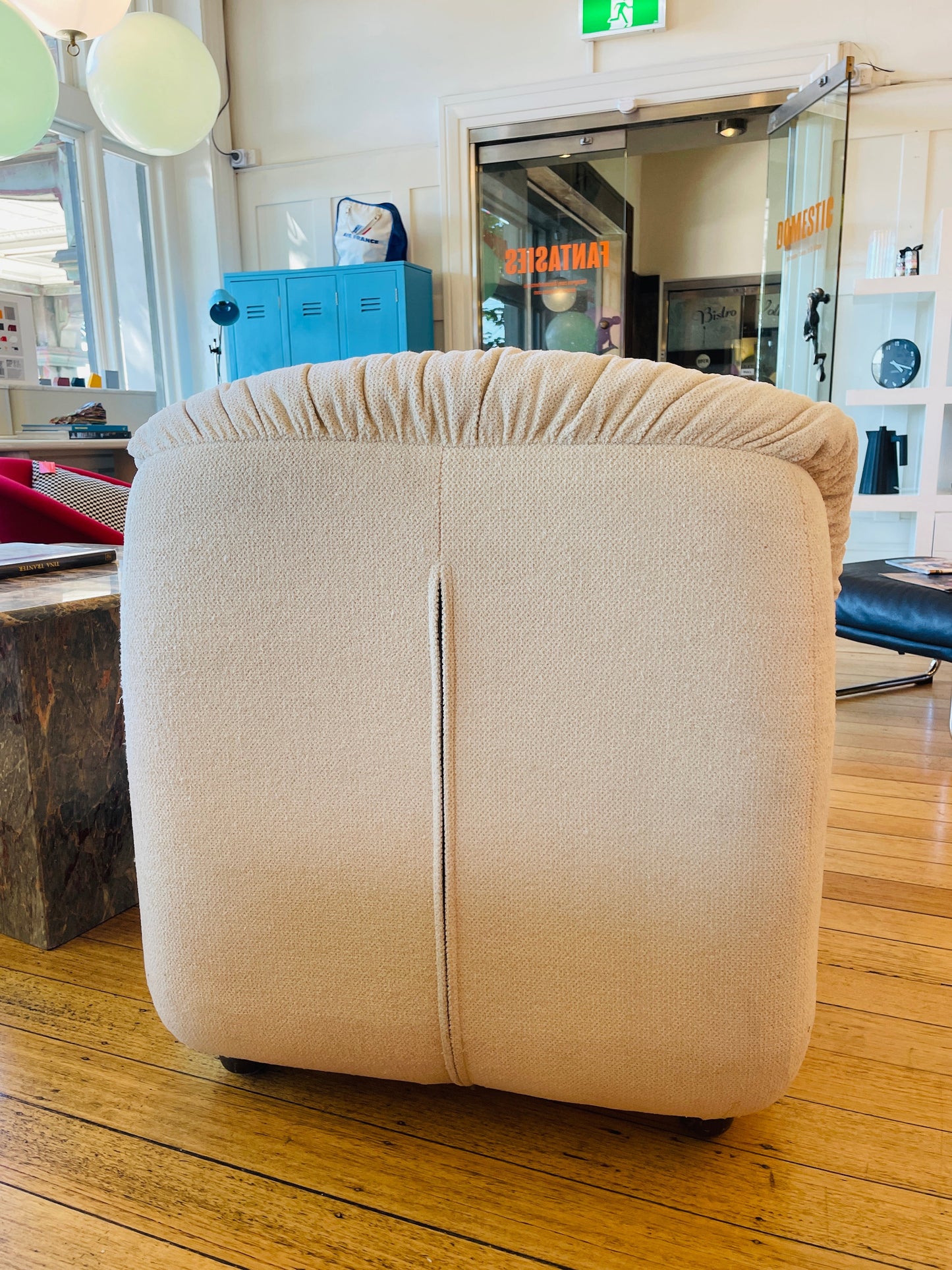 ZOTTA FURNITURE / 1970s Beige Velvet Pod Sofa Chairs