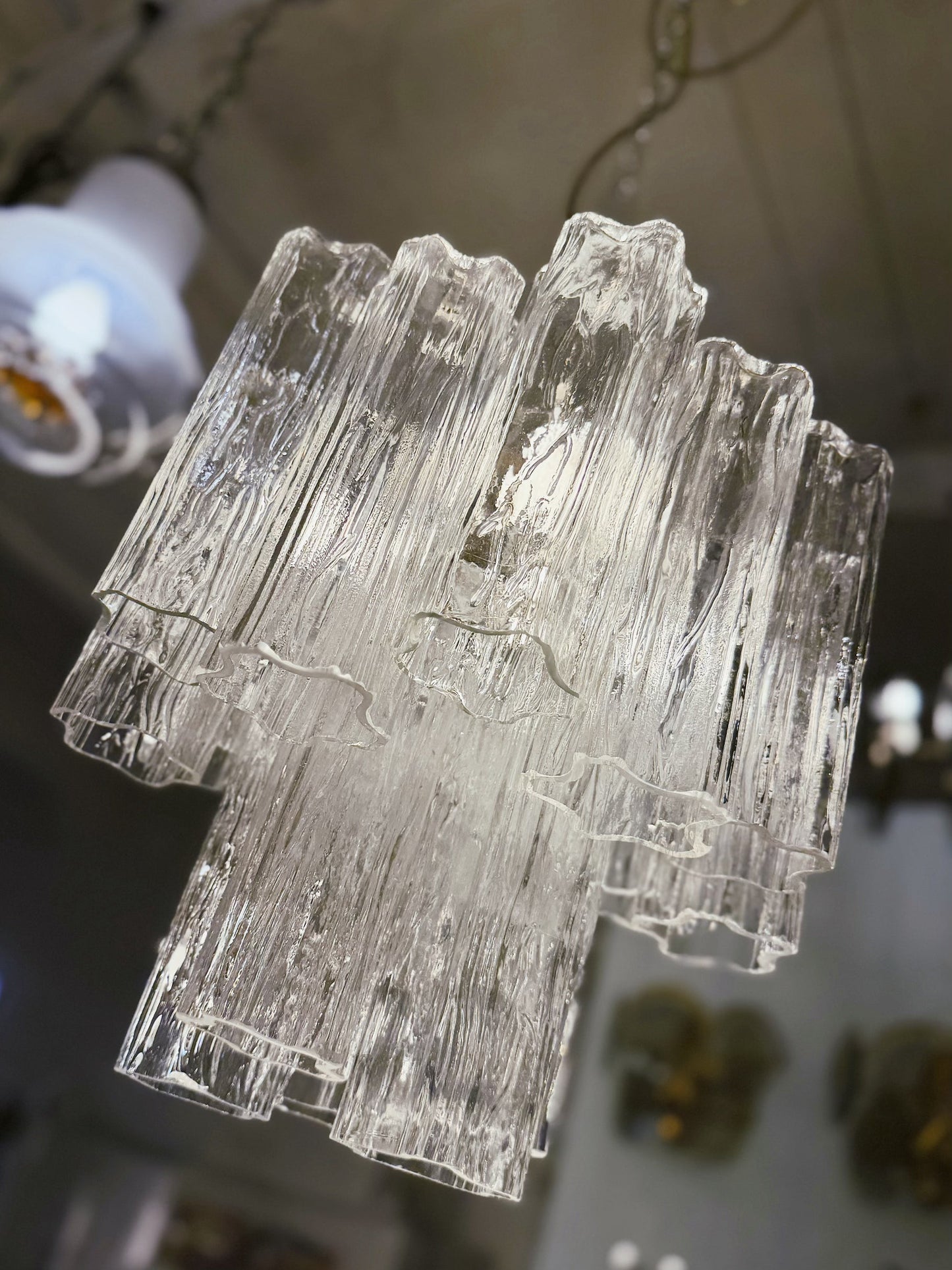 TRONCHI / Vintage Two Tier Venetian Glass Chandelier