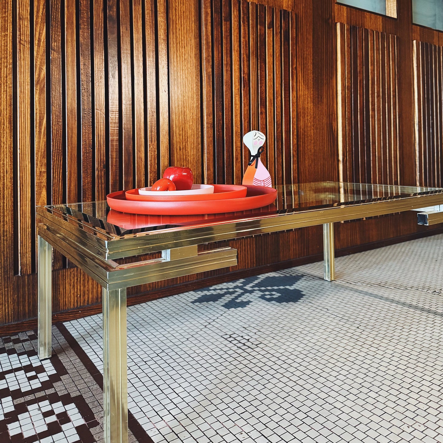 PIERRE VANDEL PARIS / 1980s Gold Coffee Table