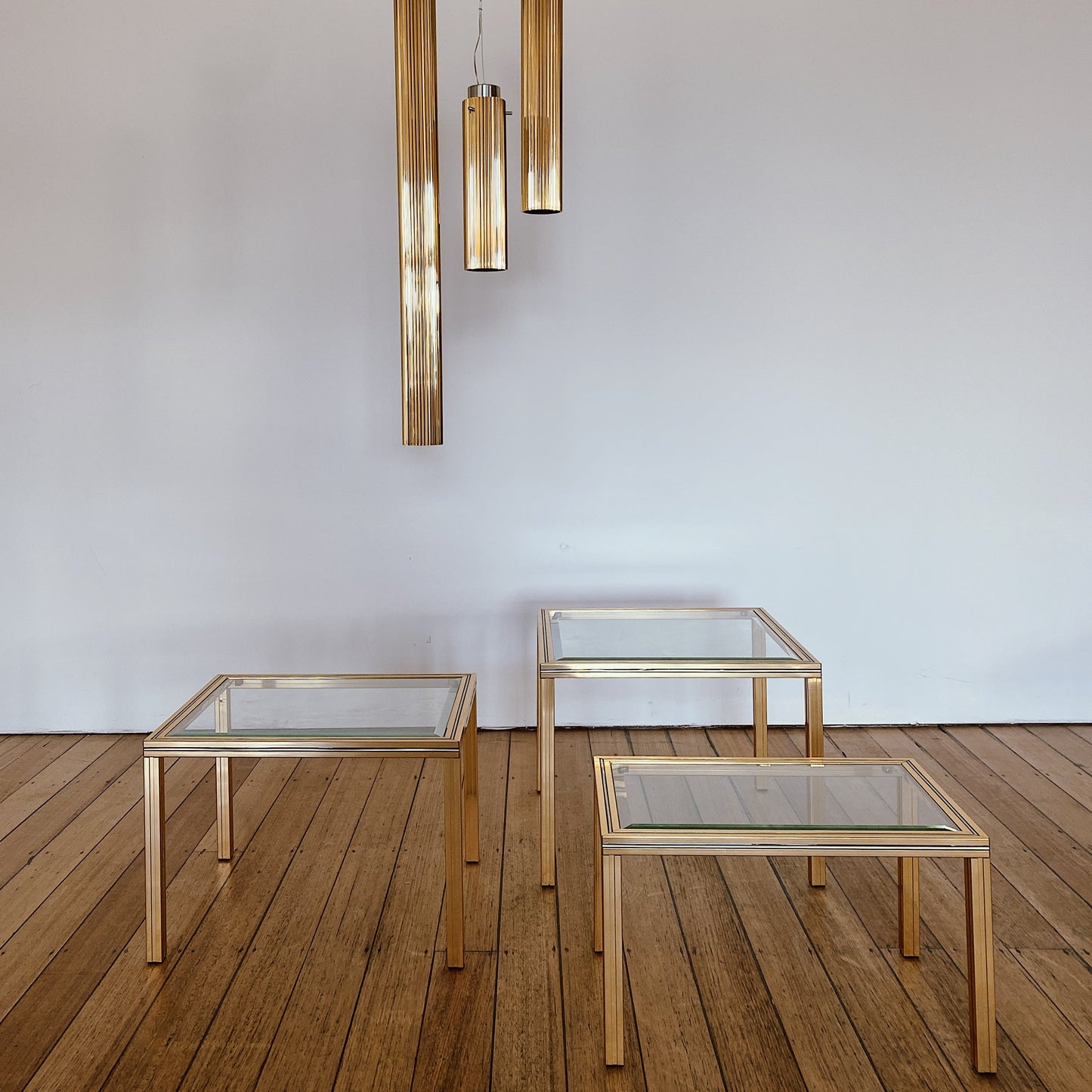 PIERRE VANDEL PARIS / Trio of Gold Nesting Tables