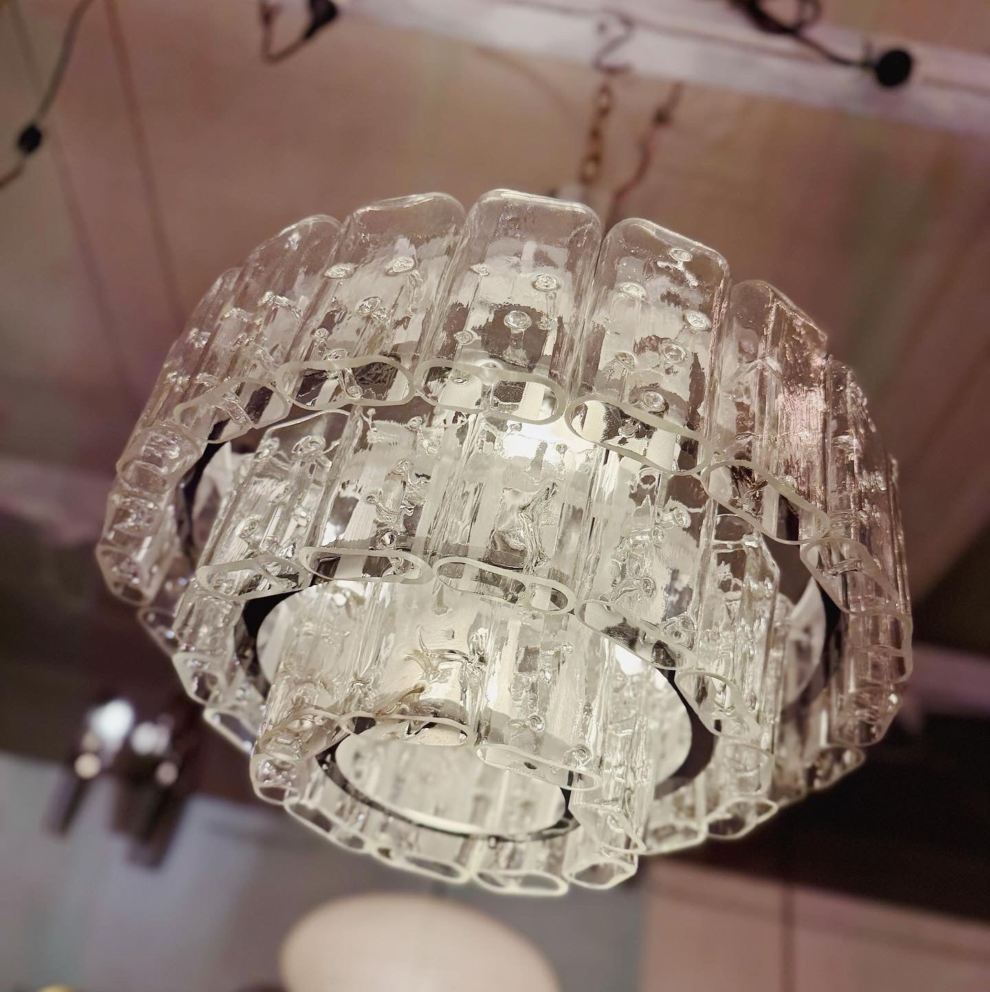 DORIA / 1960s Three Tier Icicle German Glass Chandelier