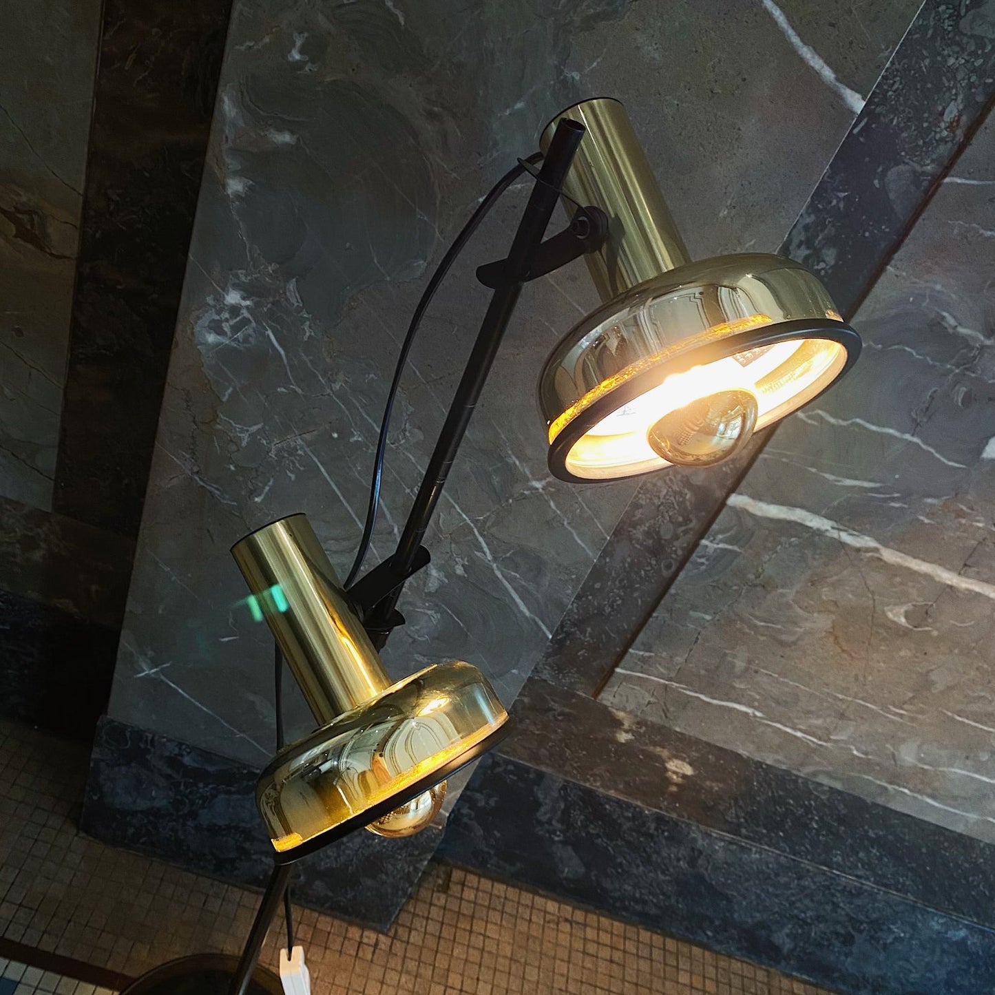 FANTASY #323 / Vintage Gold on Gold Dual Head Floor Lamp