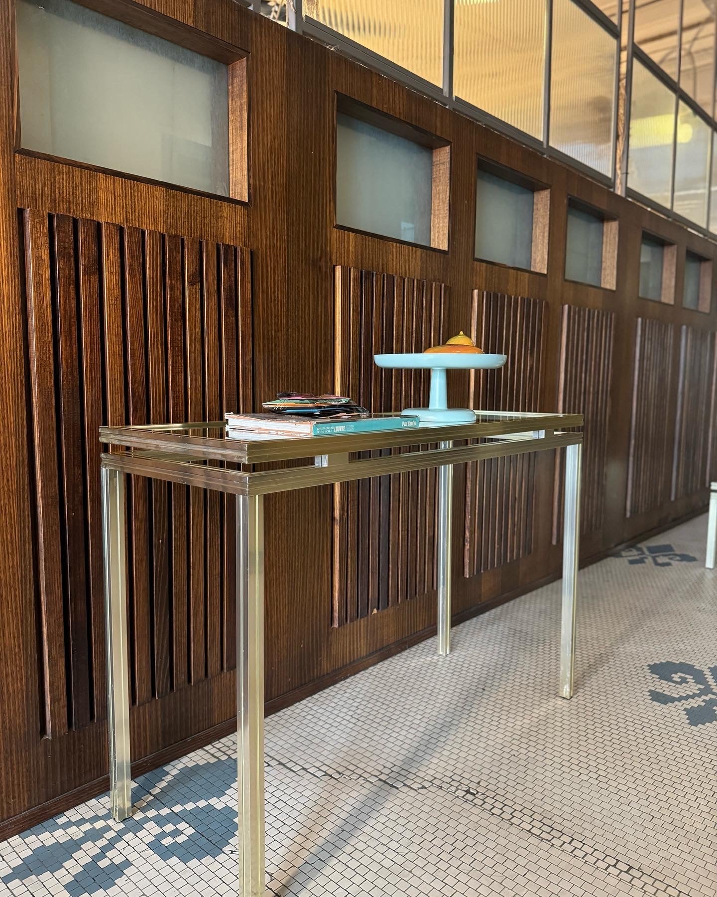 PIERRE VANDEL PARIS / 1980s Gold Console Table