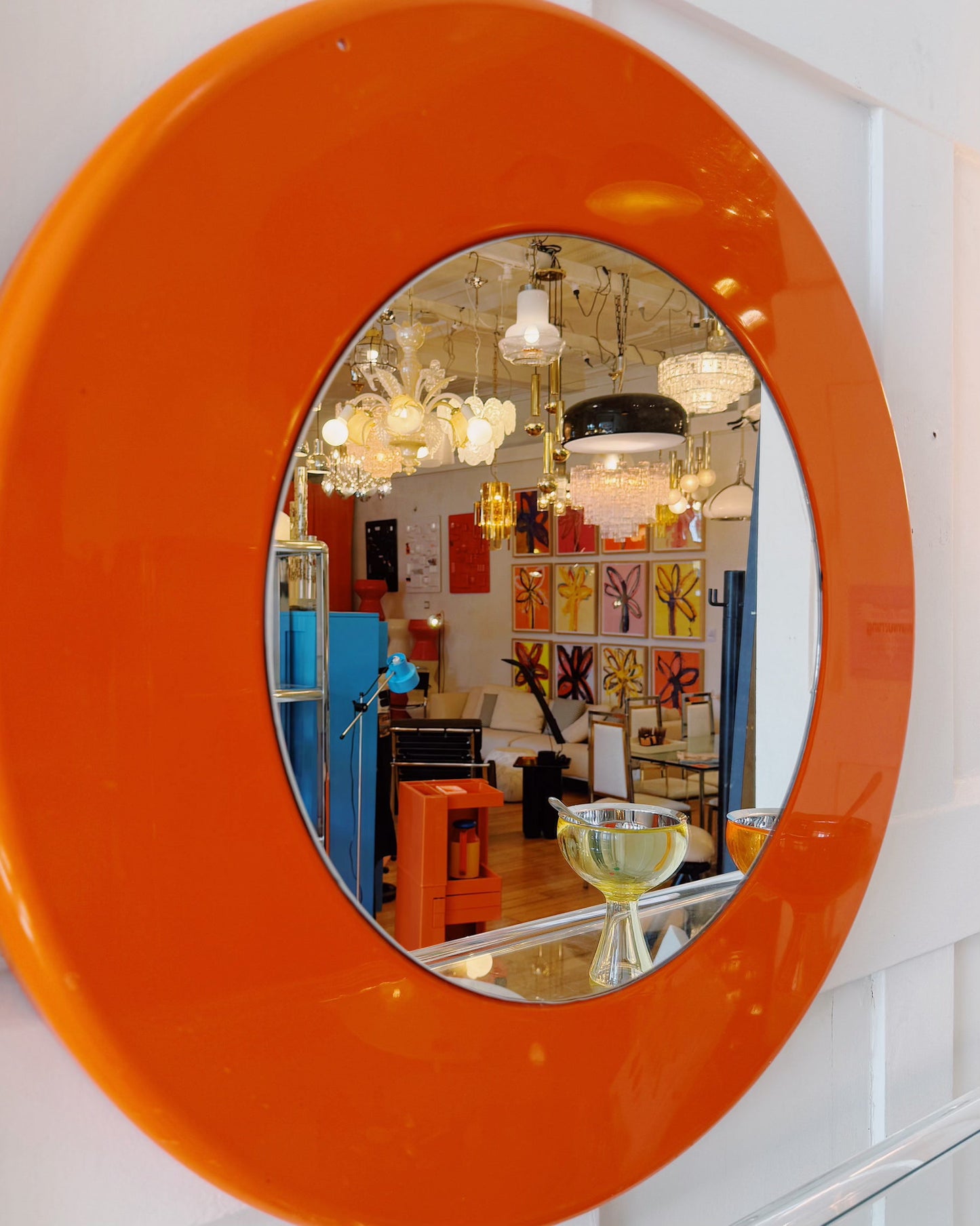 KARTELL / 1970s Space Age Orange Wall Mirror by Anna Castelli Ferrieri