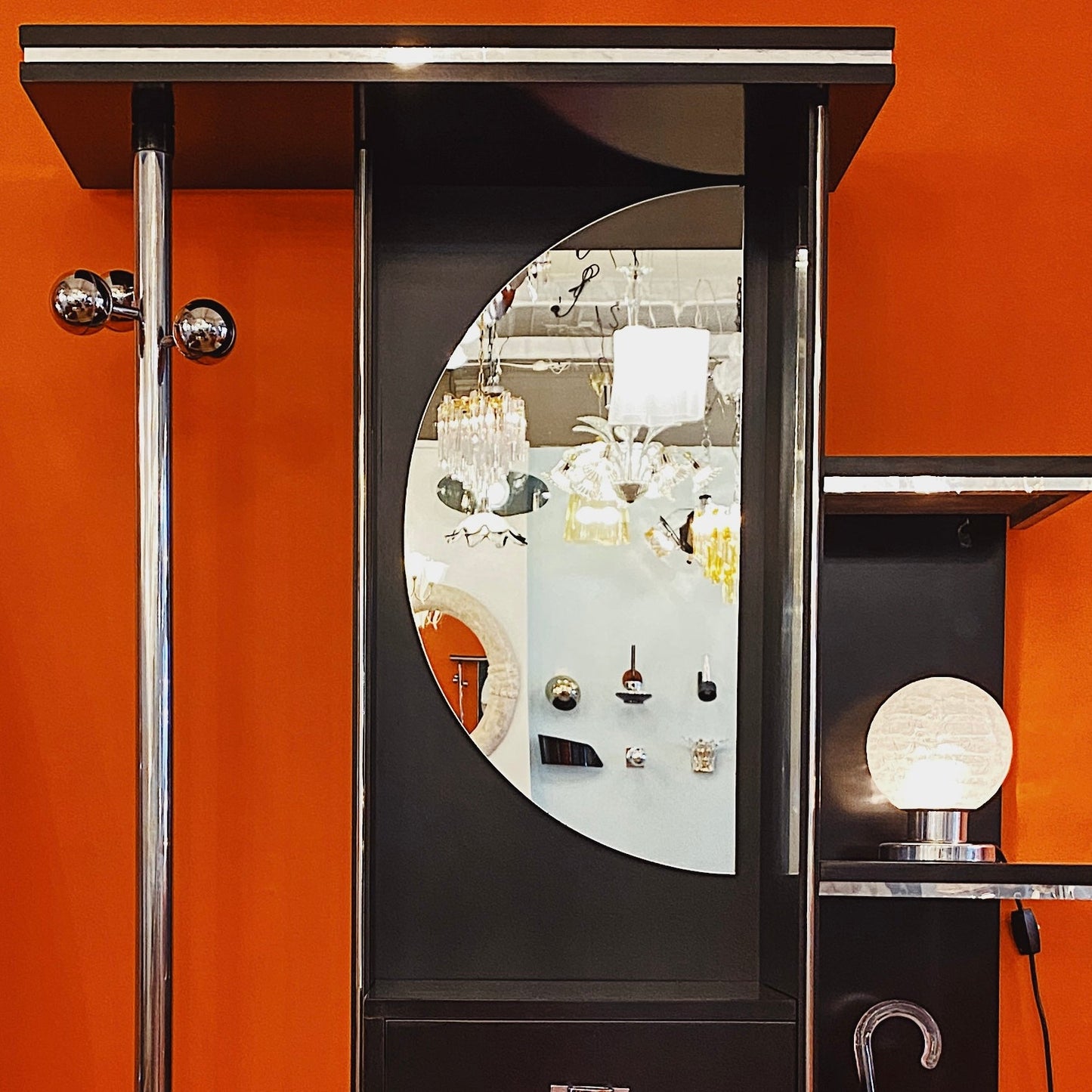 POST MODERN / Chrome Foyer Station with Coat Rack