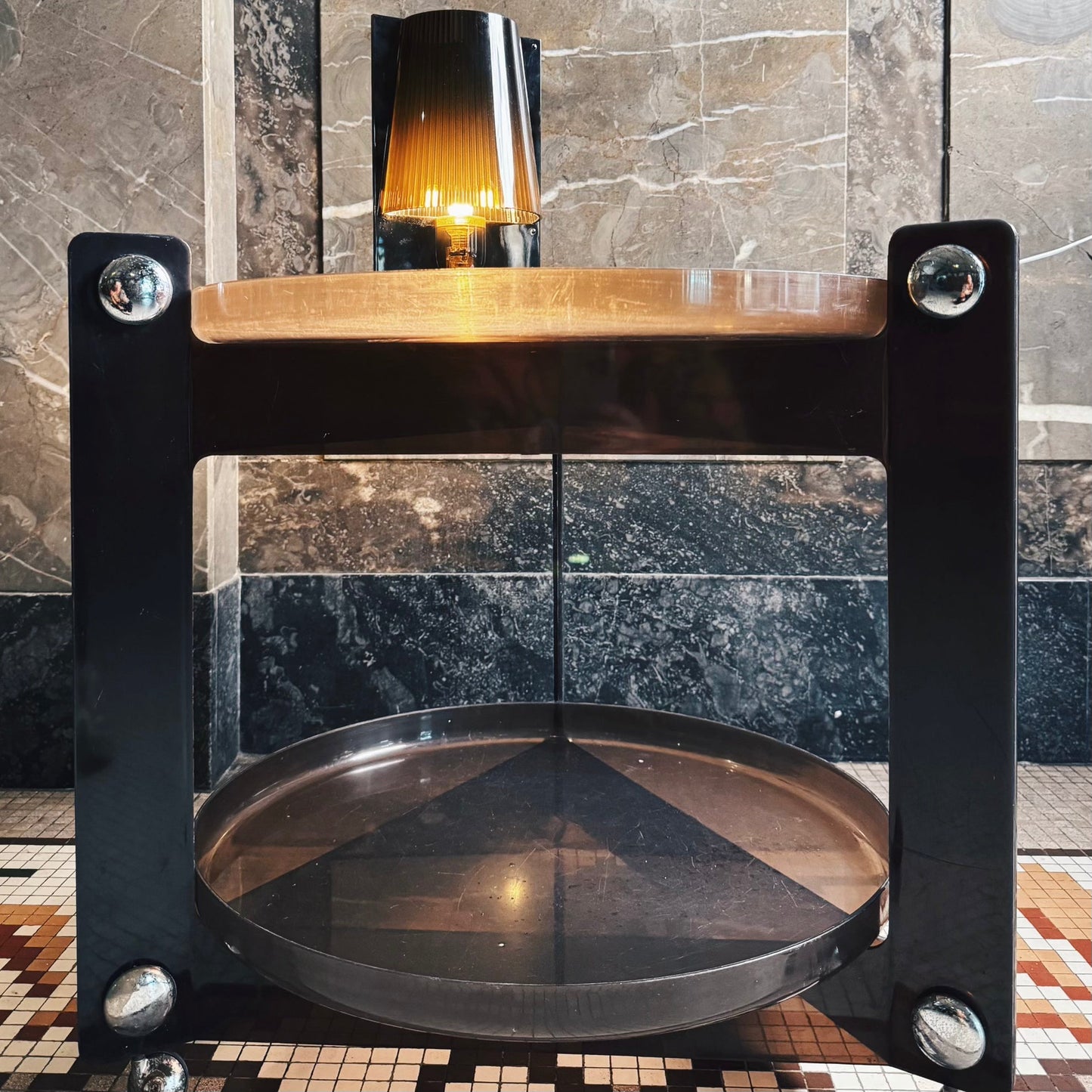 FRATELLI GUZZINI / Vintage 1970s Transparent Chocolate Drink Trolley by Luigi Massoni