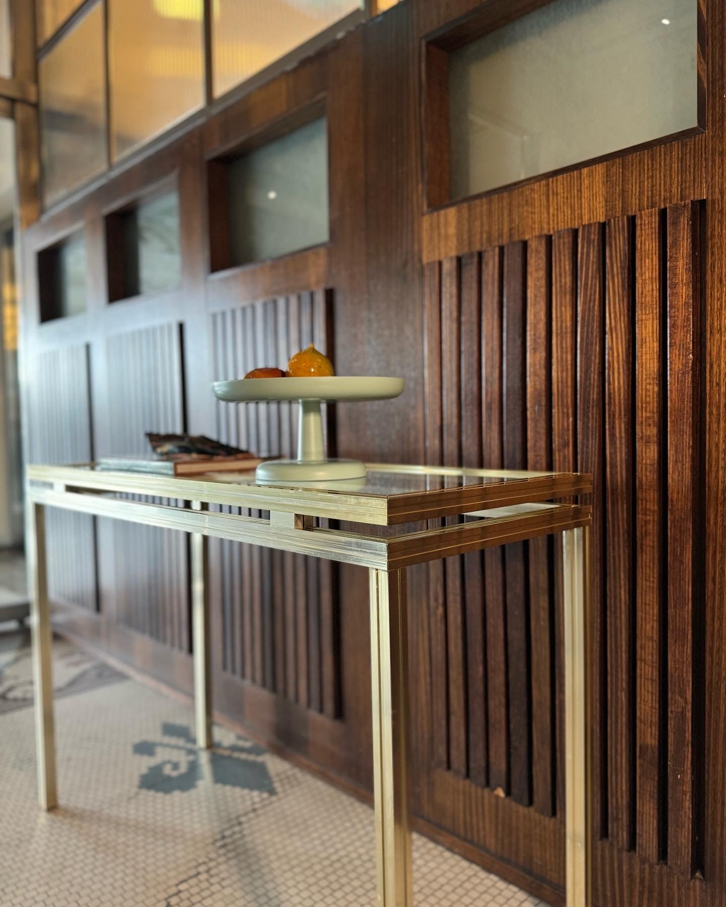 PIERRE VANDEL PARIS / 1980s Gold Console Table
