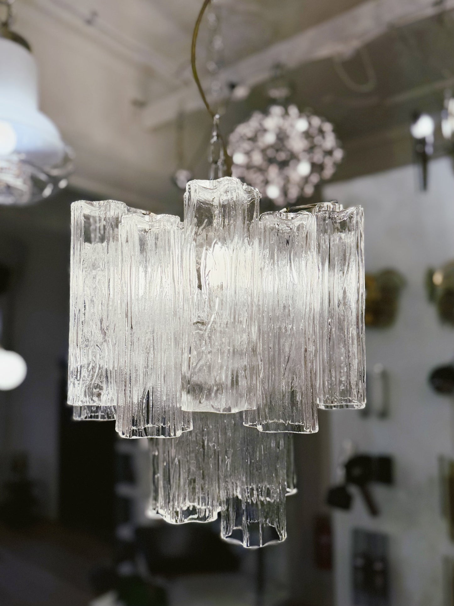 TRONCHI / Vintage Two Tier Venetian Glass Chandelier