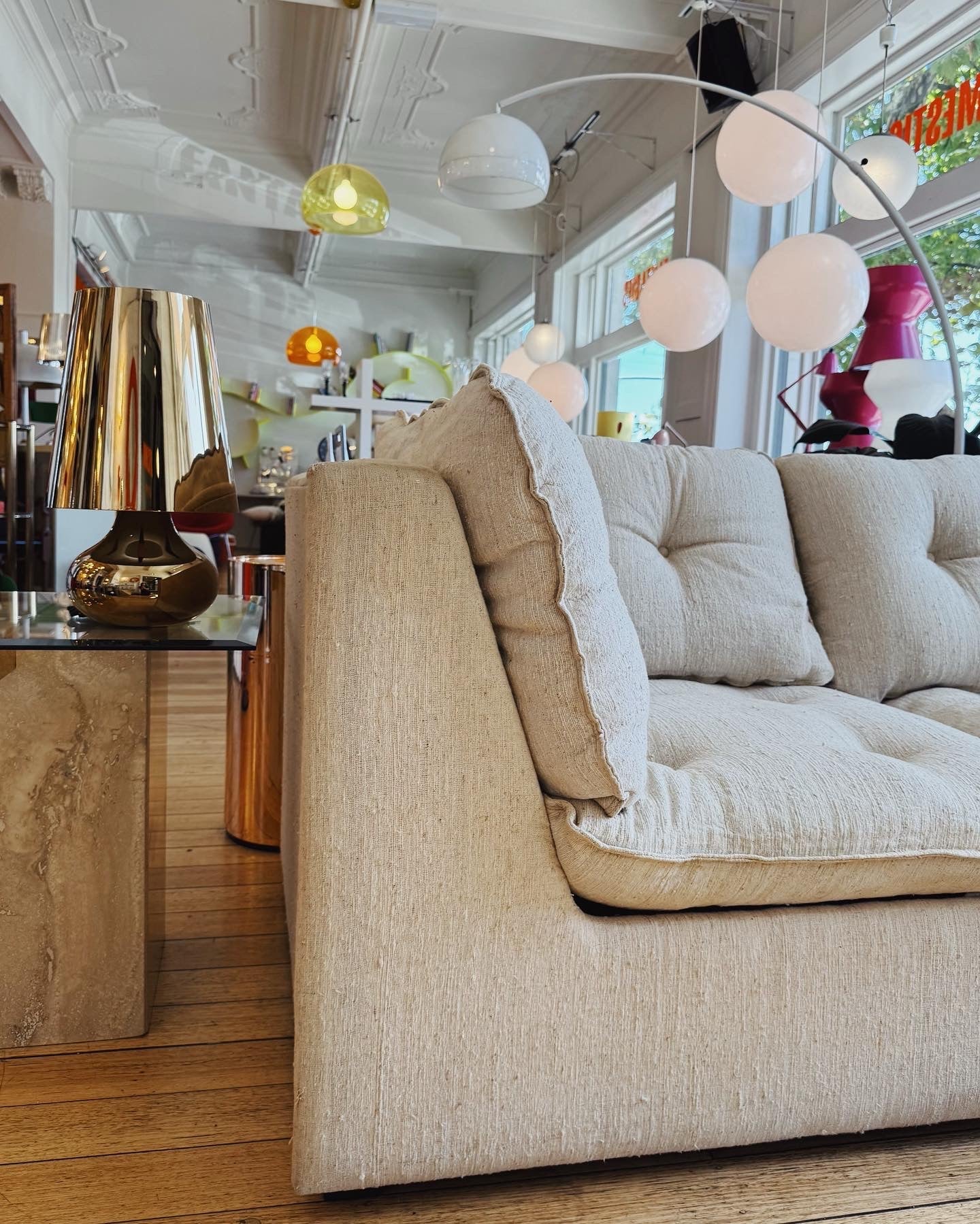 FLER / 1970s Oatmeal 5 Piece Modular Sofa Setting + Ottoman