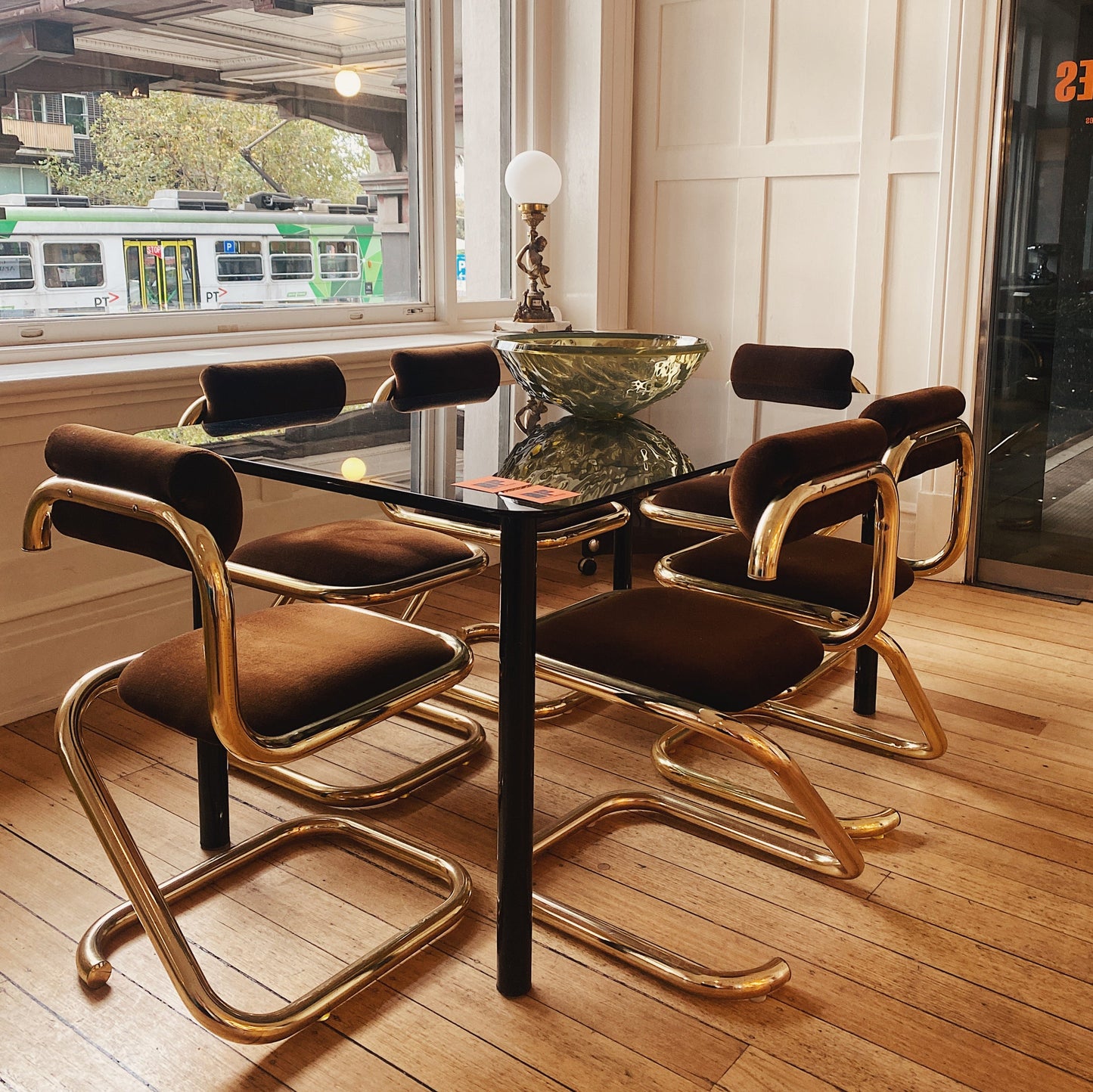 TUBEMASTERS / 1970’s Gold & Chocolate Tubular Paper Clip Chairs