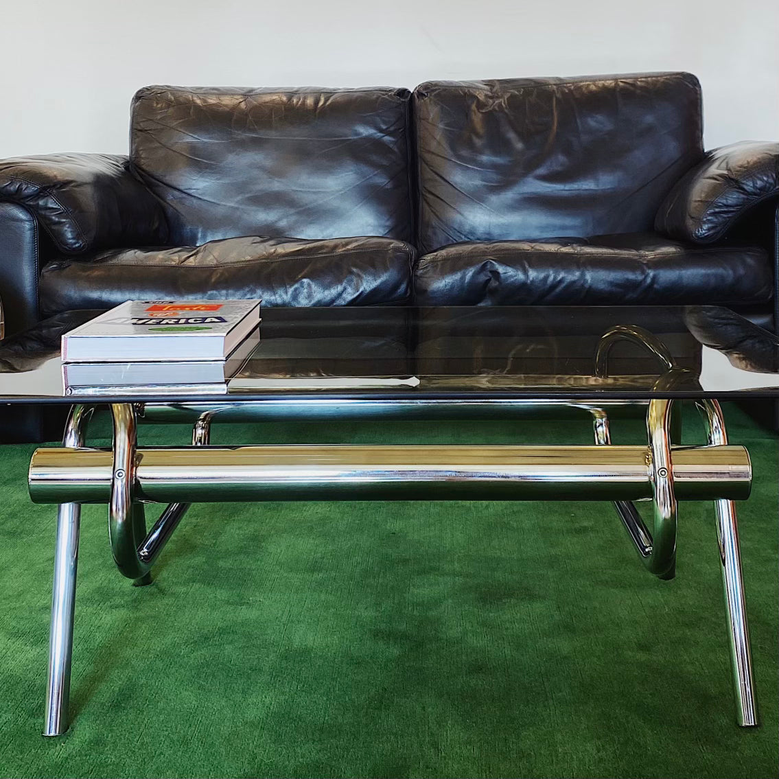 VINTAGE / The Pretzel Chrome + Smoked Glass Coffee Table